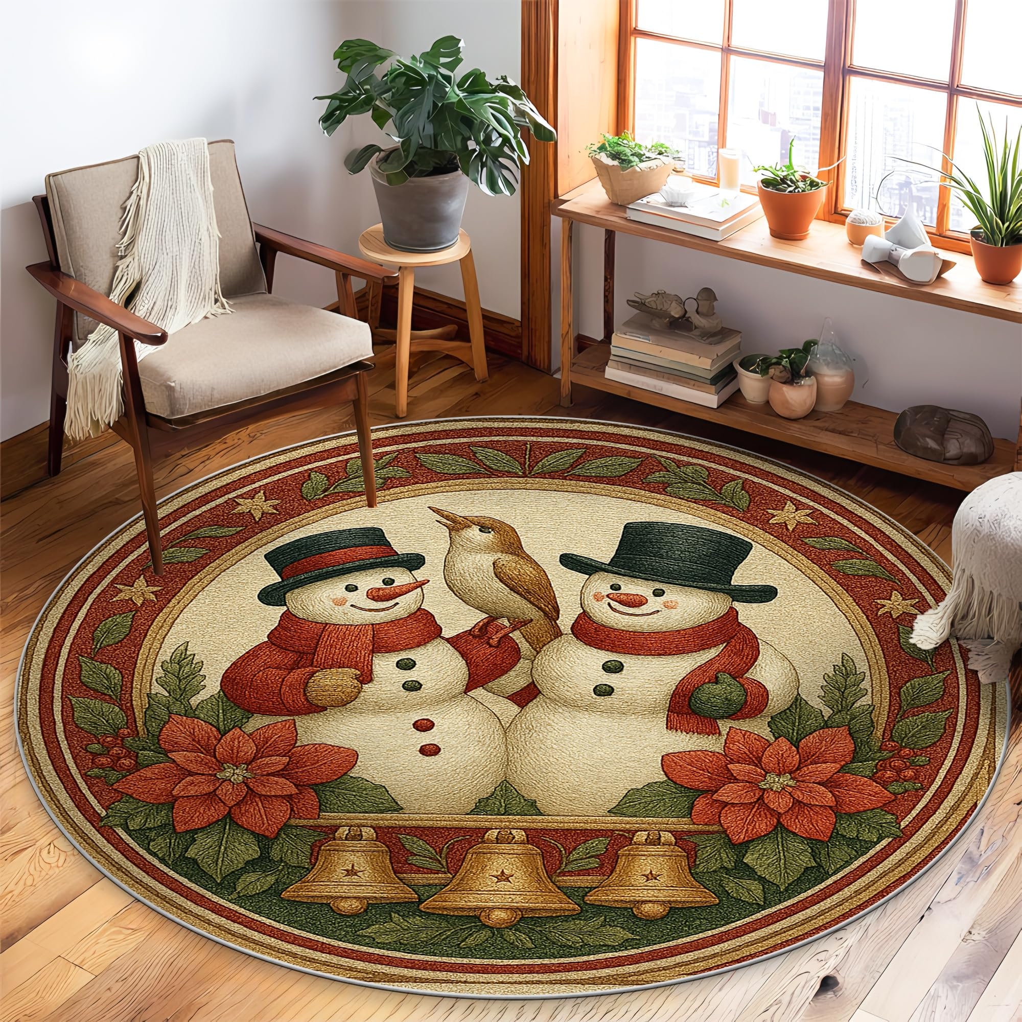 Tapis de Noël bonhomme de neige anti-glisse pour sécuriser le sol du salon