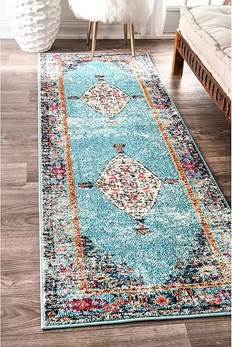 NuLOOM Veronica - Alfombra vintage envejecida, Polipropileno, Agua (Aqua)