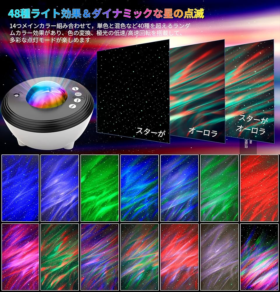 ☆黒☆ 【48種点灯モード＆最新北極光 APP・音声制御式 】 家庭