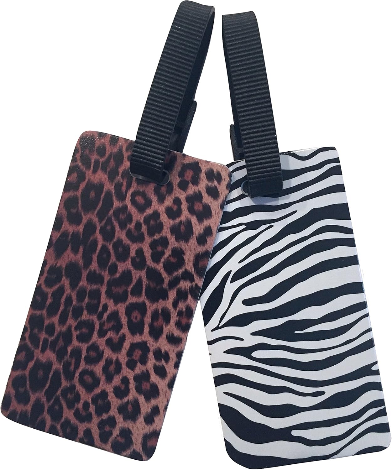  | Nicole Miller 2-Pack Luggage Tags for Suitcases - Travel ID Identification Labels Set for Bags & Baggage (Zebra & Leopard Print) | Luggage Tags