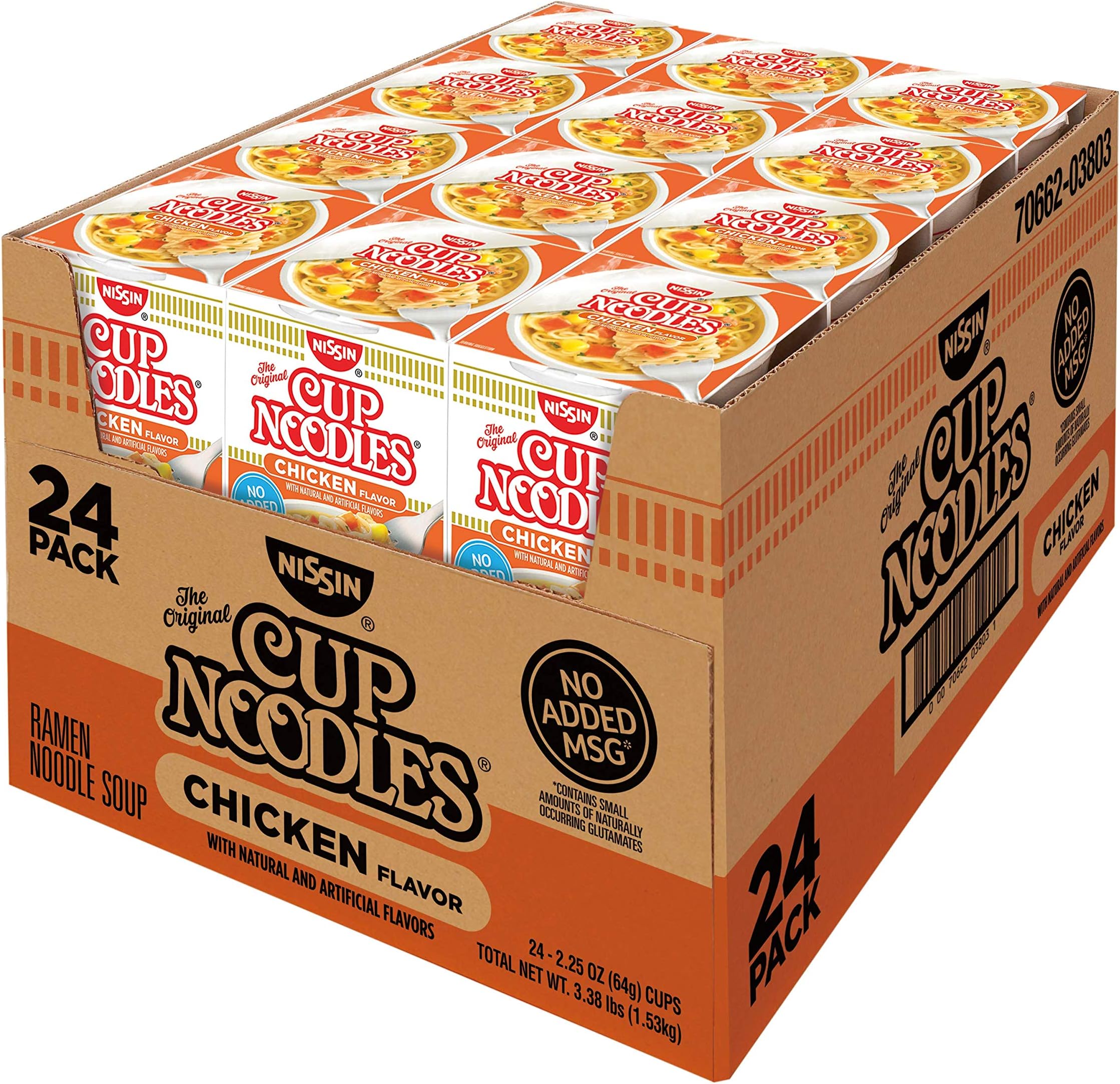 Nissin Top Ramen Chicken Flavor Noodles Soup 3oz 24-Pack (Total 72oz)