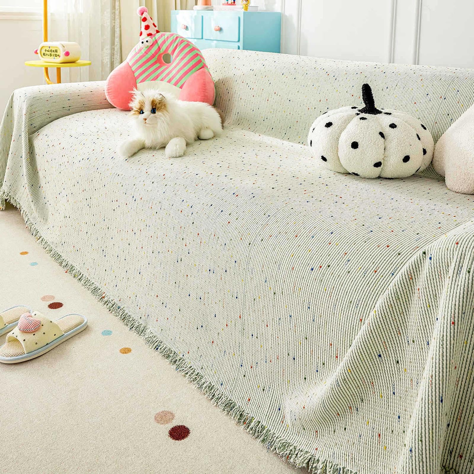 Housse de canapé en chenille pour animaux 180x260cm green lavable