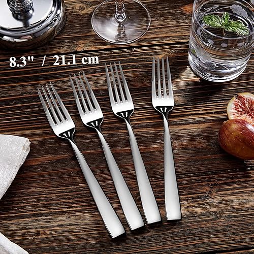 Miniatura 2 de KEAWELL Tenedor Louis de alta calidad de 4 piezas, acero inoxidable 1810, juego de 4, tenedores finos con borde cuadrado, apto para lavavajillas
