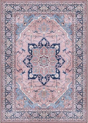 Miniatura 1 de Alfombras de área de 5 x 7 pies para sala de estar, alfombras resistentes lavables, alfombra beige con parte trasera antideslizante para debajo de