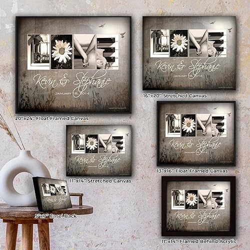 Vista 26 de Personal-Prints Rompecabezas de amor, regalo romántico personalizado en lienzo con tus nombres, personalizado para el día de San Valentín