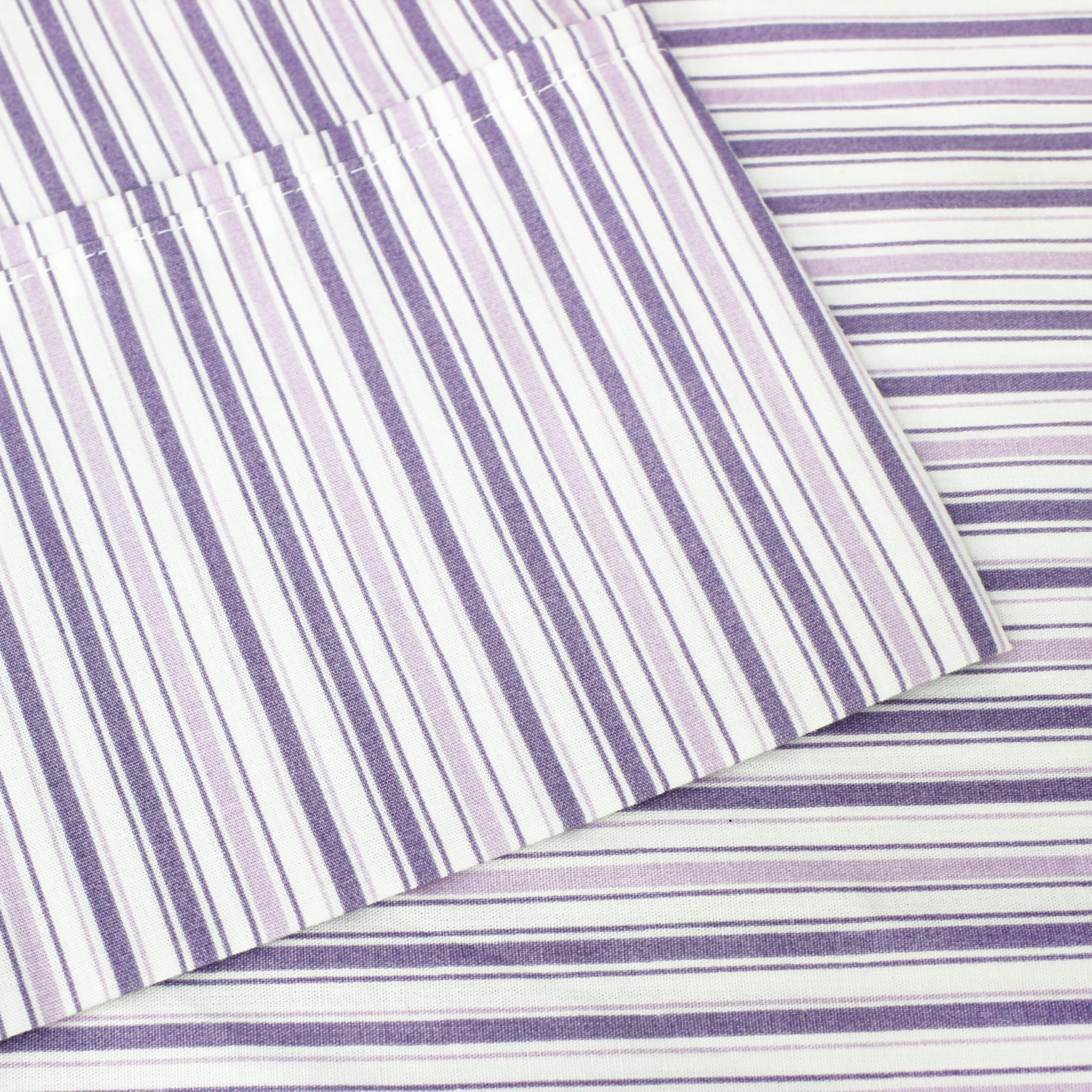 Melange Home Bedford Lane Shirt Stripe Percale Cotton Sheet Set Purple - Standard Pillowcase