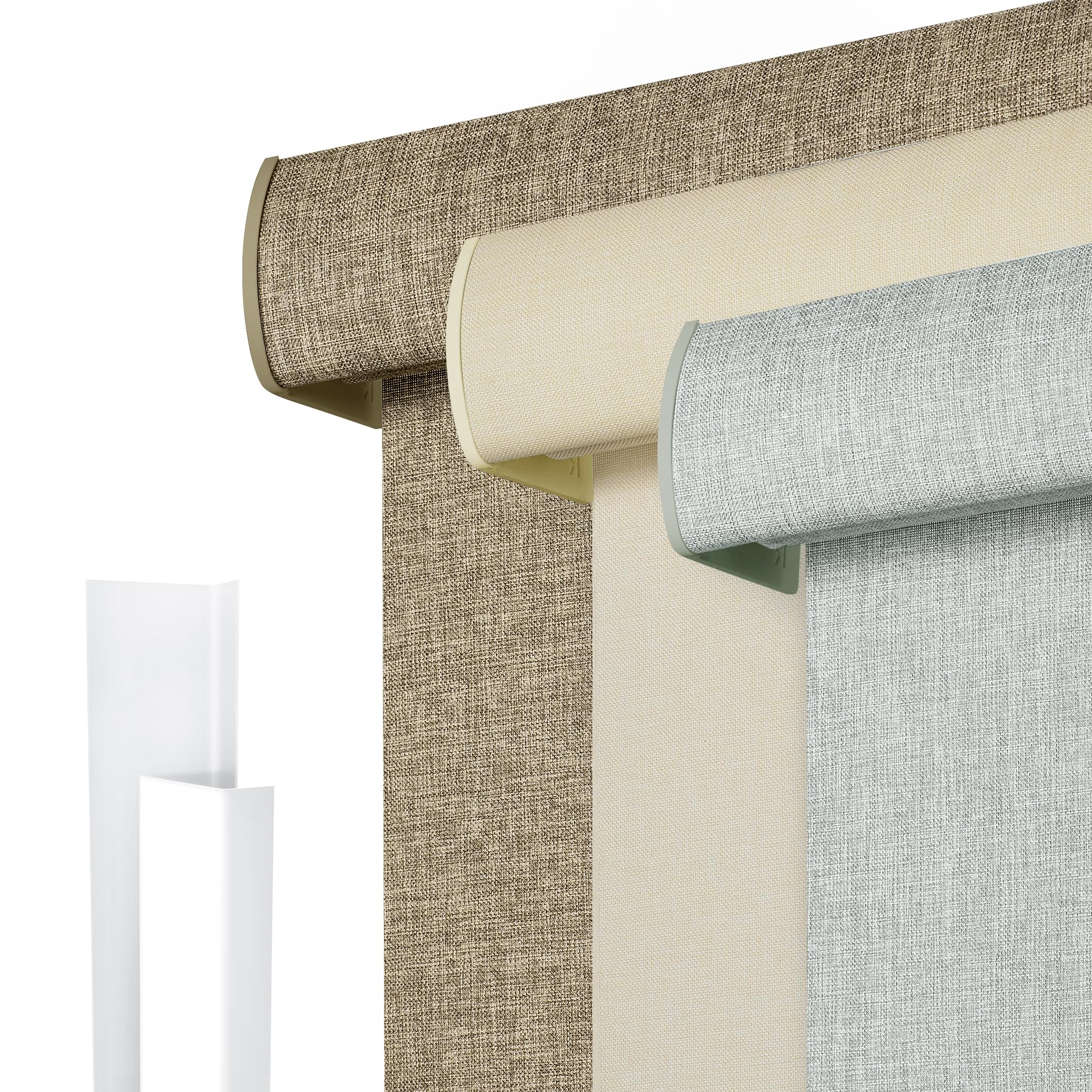 Sulugood Light Filtering Roller Shades for Windows, Cordless Linen Fabric Roller Blinds, Thermal Insulated UV Protection,Window Shades for Home,Office