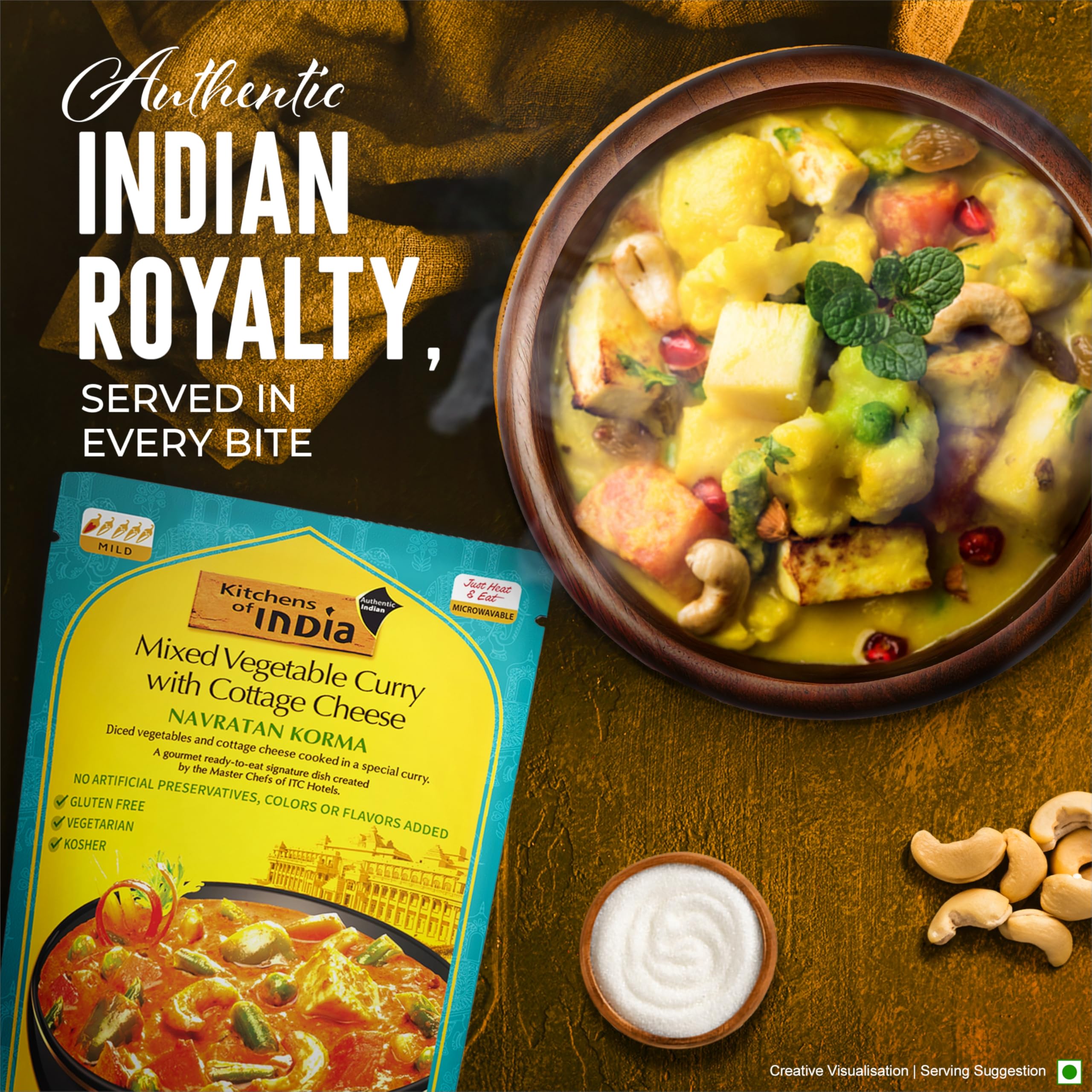 Kitchens Of India Ready To Eat Navratan Korma, Mixed Vegetable Curry & Cottage Cheese, 10-Ounce Boxes (Pack of 6)