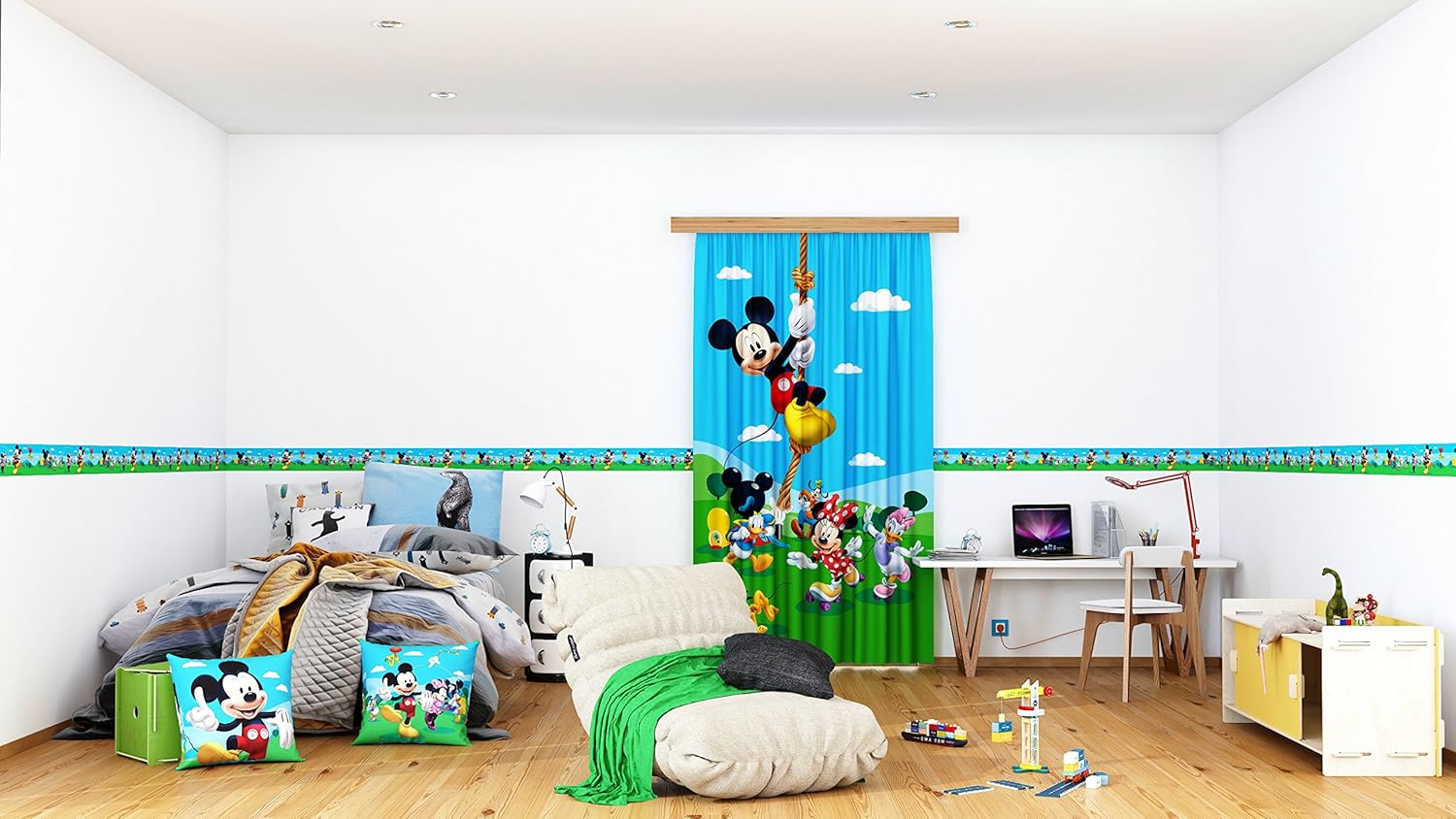 Disney Mickey Mouse Self-Adhesive Wall Border, PVC, Multi-Colour, 0.1 x 5 m/4 x 197-Inch