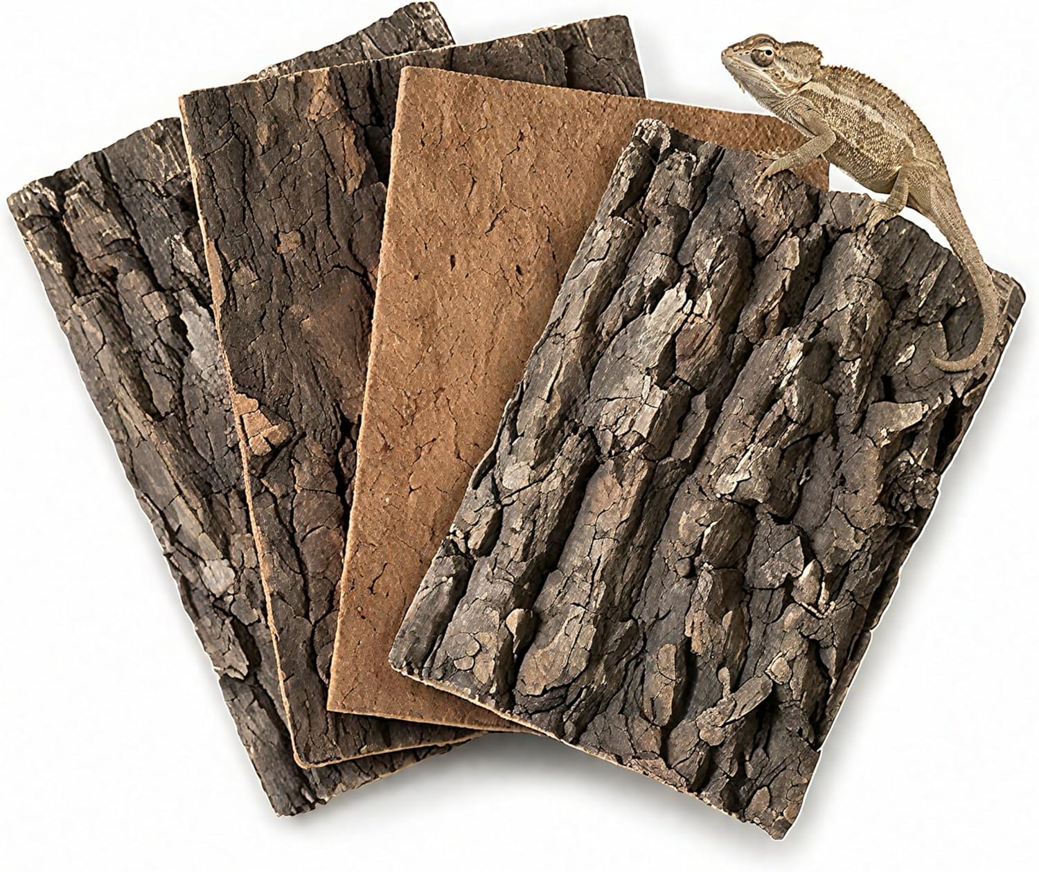 Natural Cork Bark Background for Reptile Terrarium, 4 Pack 11.8 x 7.9 Inch Cork Bark Flats, DIY Reptile Enclosure Background Climbing Wall for Gecko Bearded Dragon Lizard Snake Vivarium