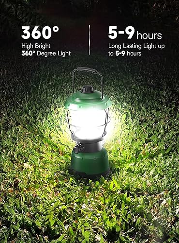 Miniatura 3 de Favorbrite Linterna LED para campamento, linterna recargable vintage regulable de 2500 lúmenes, resistente al agua, luces de emergencia portátiles