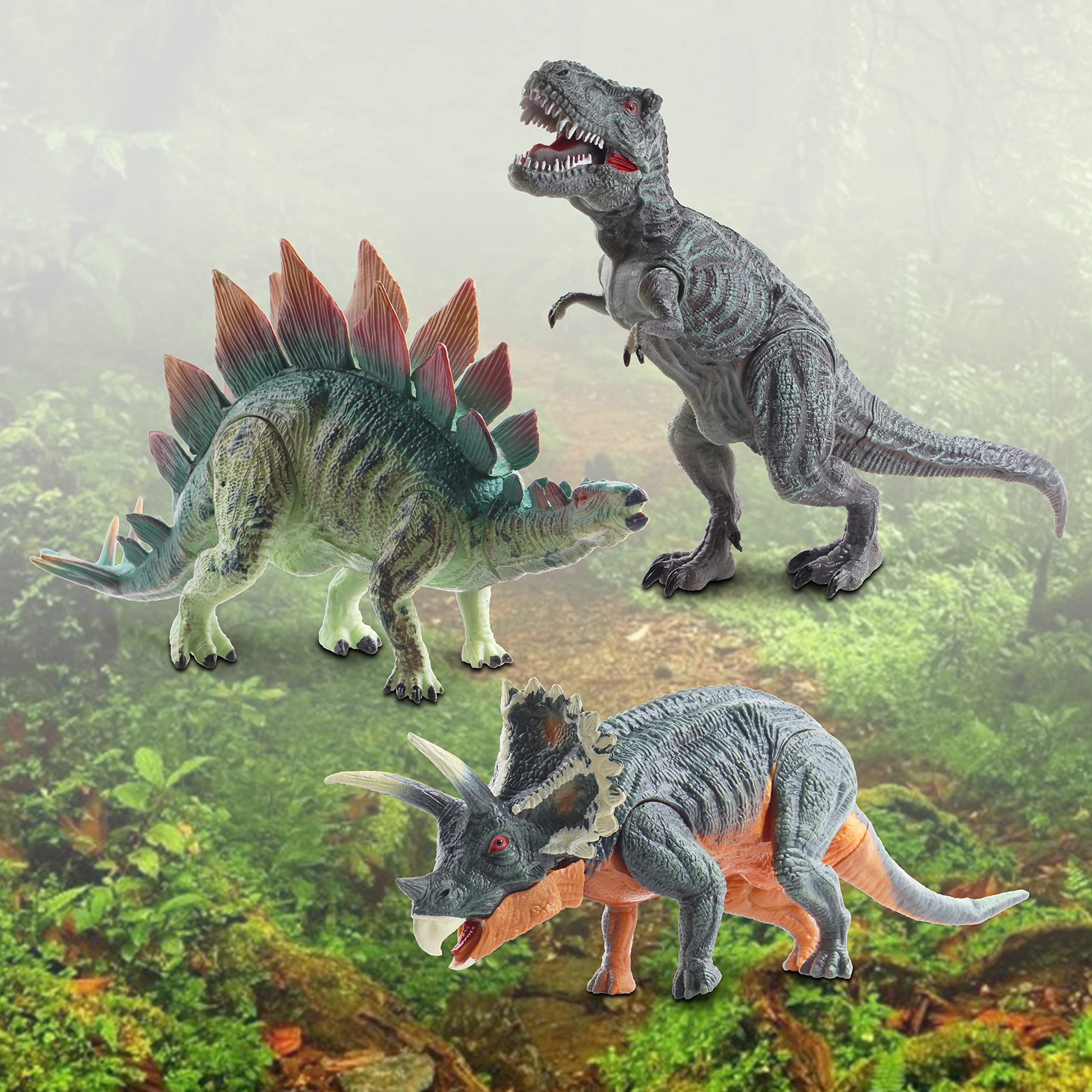 NKOK WowWorld Poseable Dinosaurs Playset Medium 3-Pack Set (T-Rex