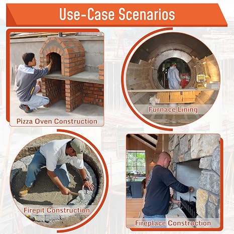 Dense Castable Refractory Cement for Forge - Furnace Cement High Temperature - 3270F Rated - 22 LBS - 94% Alumina Fireplace Cement Refractory for Casting Purpose Like Fire Bricks, Pizza Oven, etc...