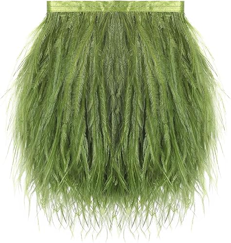 Miniatura 7 de Ribbón de plumas de avestruz rojo, 1.5 capas, 2 yardas de 4 a 5 pulgadas, cintas con flecos, para costura, vestido, proyectos de manualidades