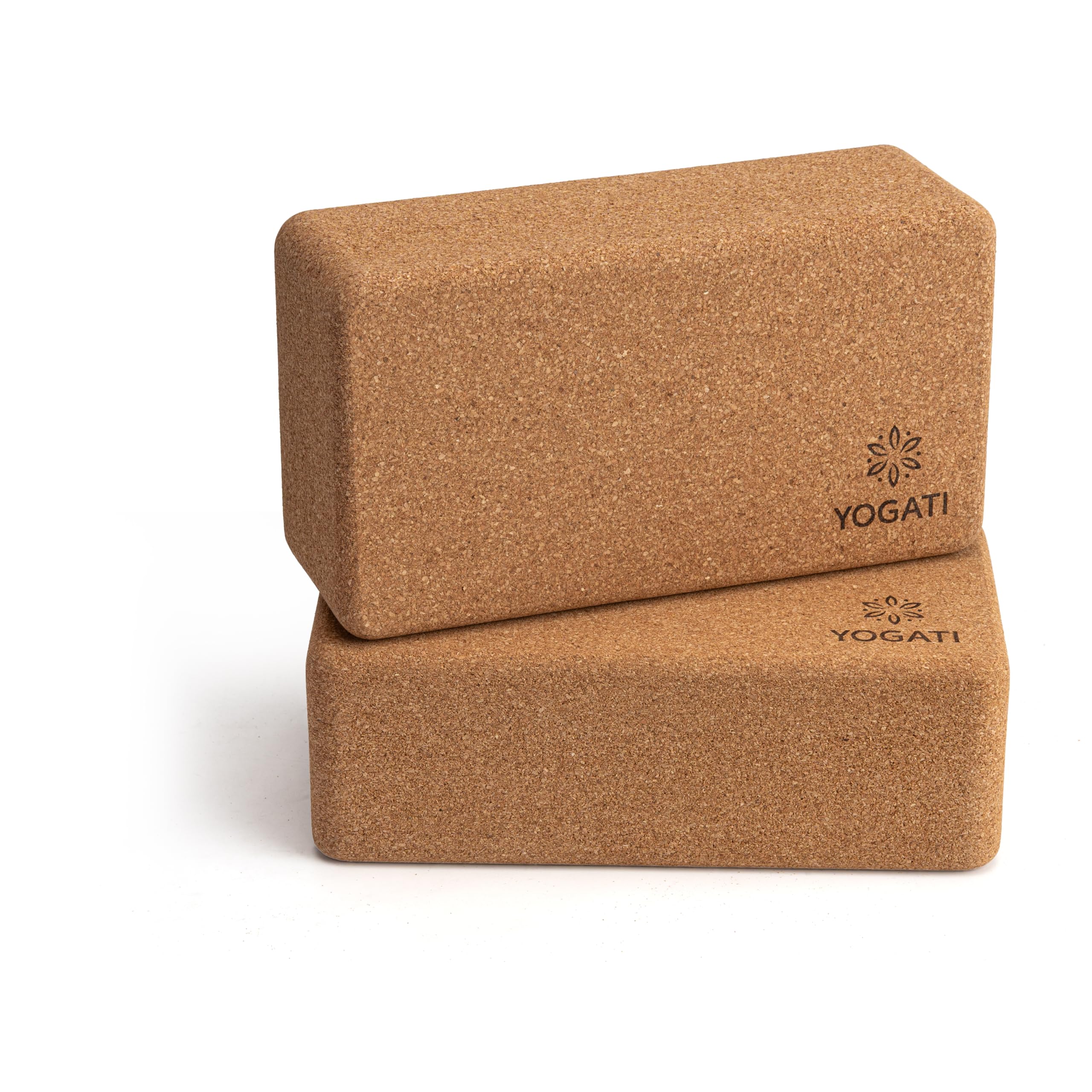 YOGATI® Cork Yoga Block Set of 2| Eco-Friendly Yoga Support Block | Sustainable Natural Cork Material | Ideal for Beginners, Stretching, and Flexibility Training