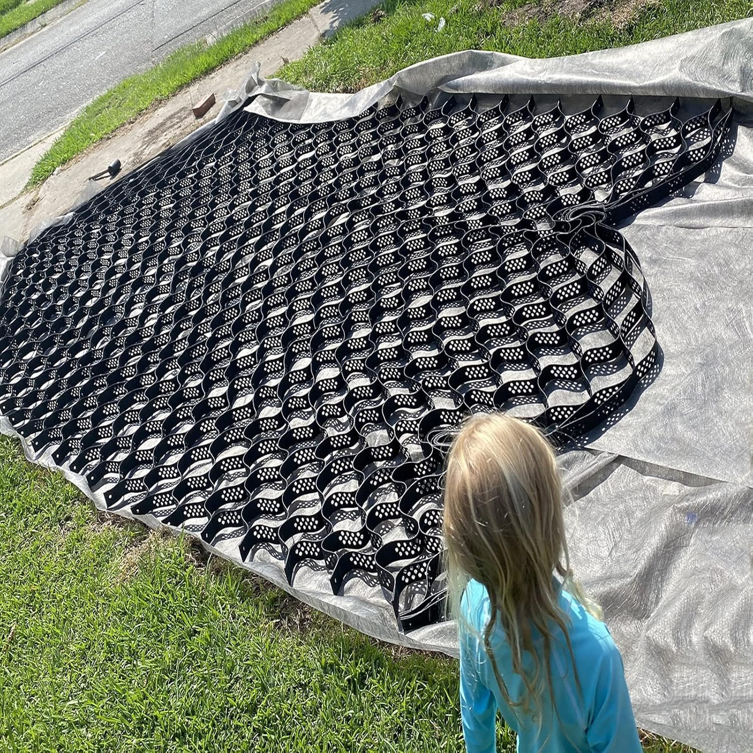 Faltbares Kies-Bodengitter, 5,1 cm Höhe, durchlässige Pflastersteine für Landschaftsbau, Auffahrt, Parkplatz, erhältlich in den Größen 90 bis 10 cm (3 x 6 m / 10x20ft)
