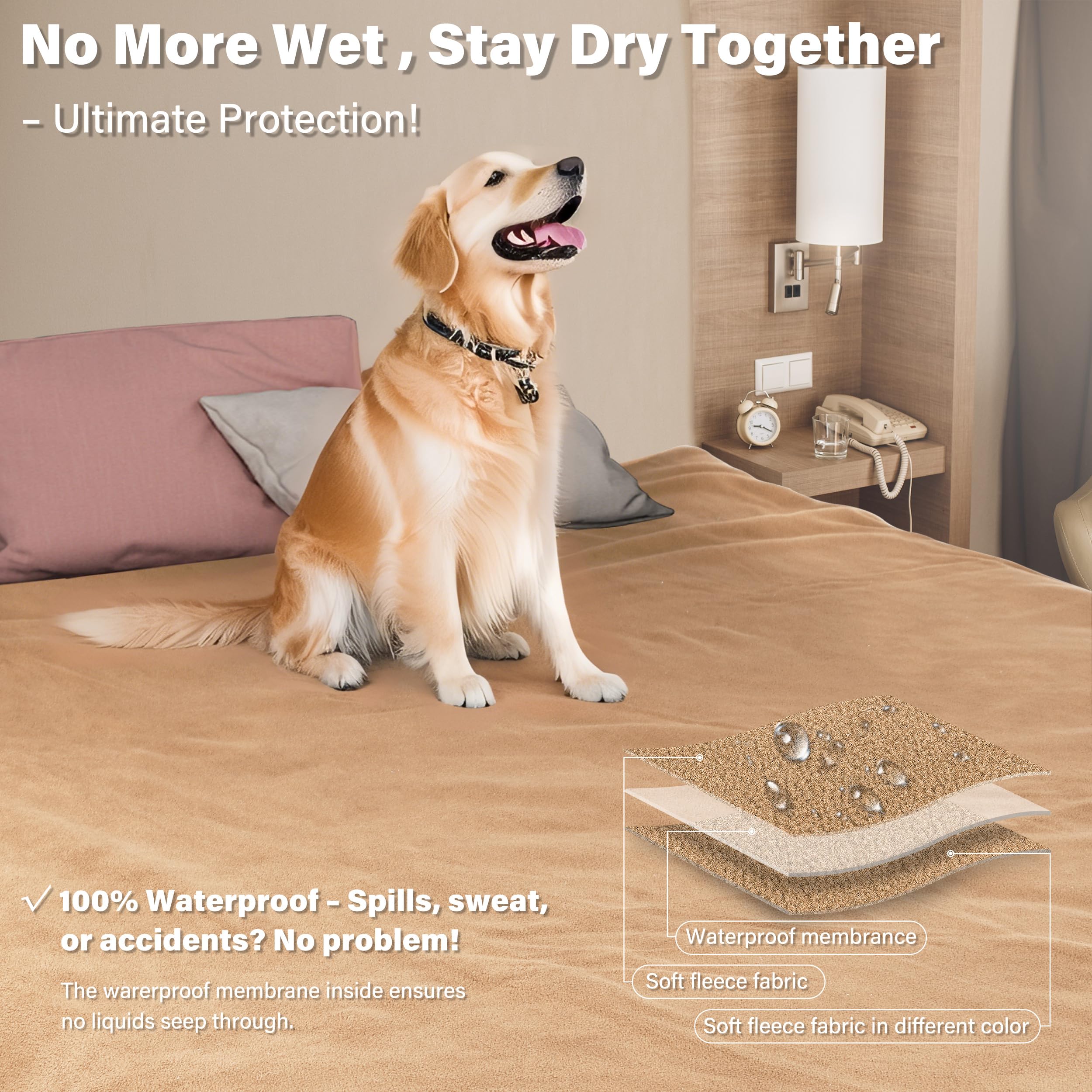 Wasserdicht Hundedecke Katzendecken Waschbar, wasserdichte Decke für Große Hunde Sofaschutz Couch Überwurf, Flauschig Wasserdicht Liebesdecke für Schutzdecke Tagesdecke, XL 203 x 229 cm