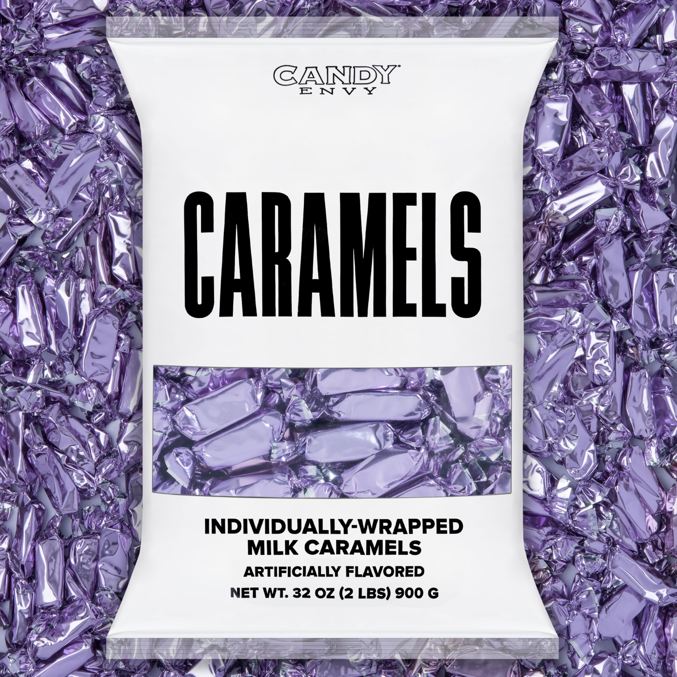 Candy Envy - Individually Wrapped Caramels - Lilac Wrapper - 2 Pound Bulk Lilac Candy