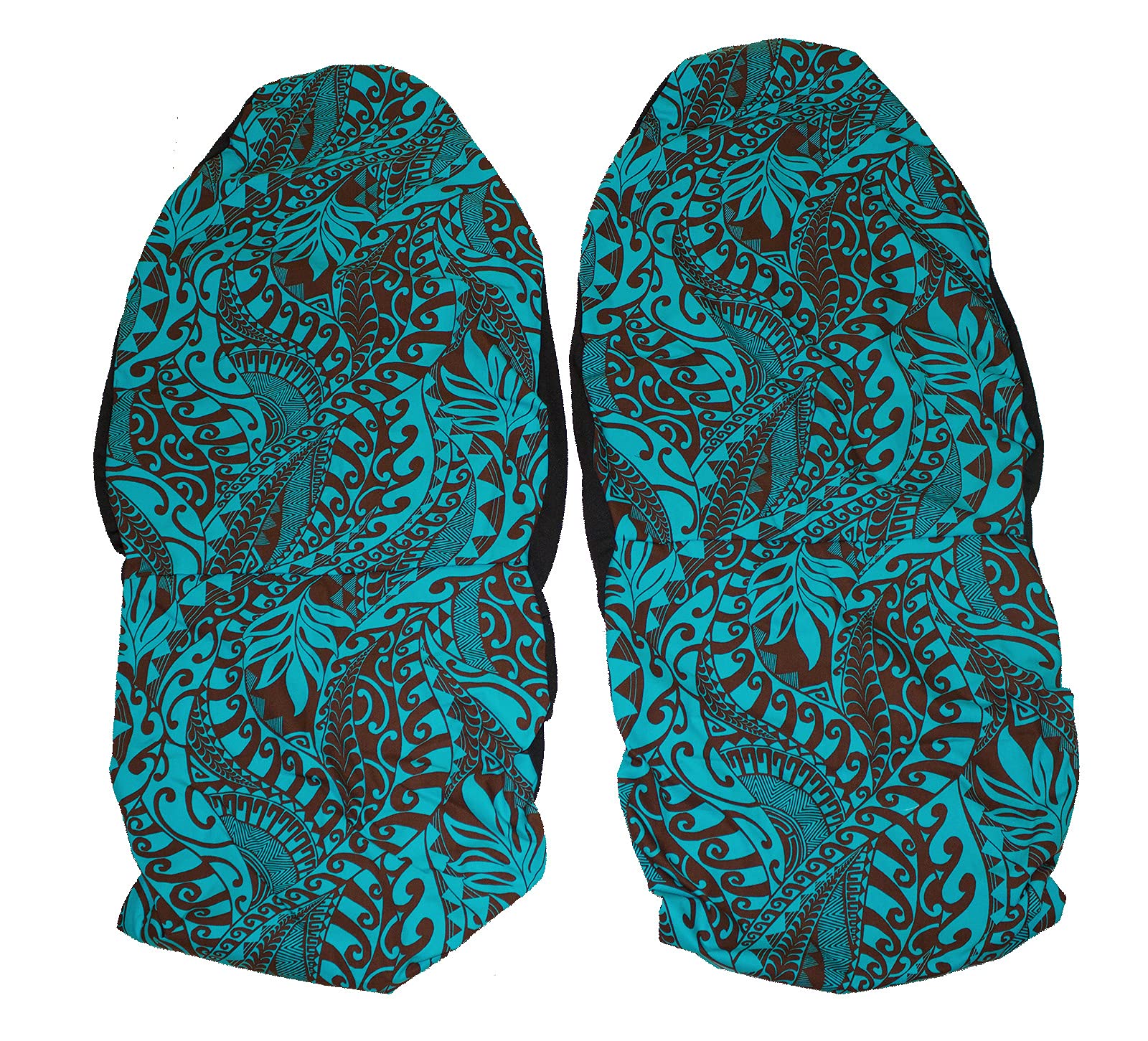 Hawaiian car seat cover, Aqua Blue and Brown Tapa, Set of 2 Front Bucket Seat Covers, Made in Hawaii