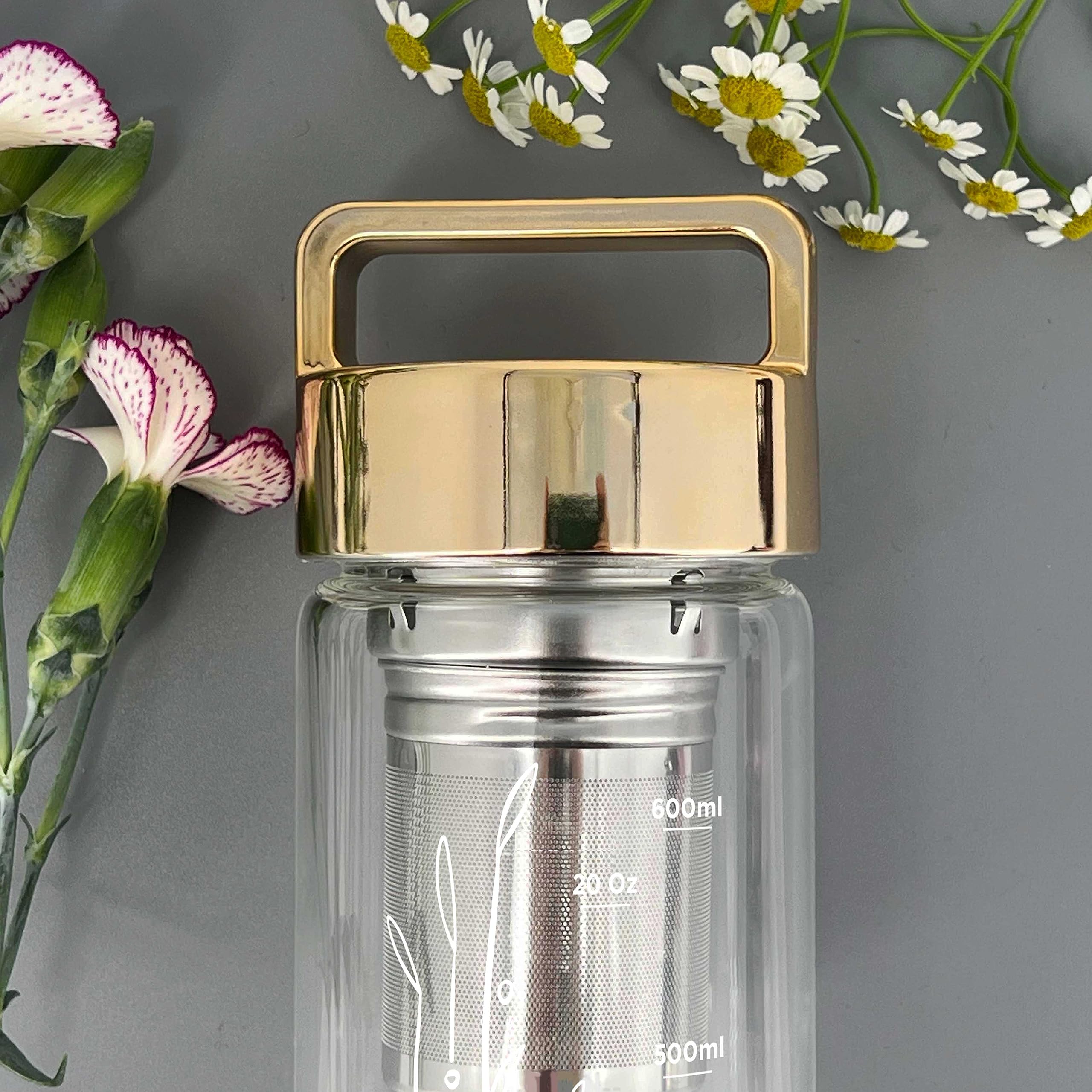 Borraccia In Vetro Borosilicato 770 Ml – Rosa E Nero – Antiscivolo E A Prova Di Perdite – Senza BPA