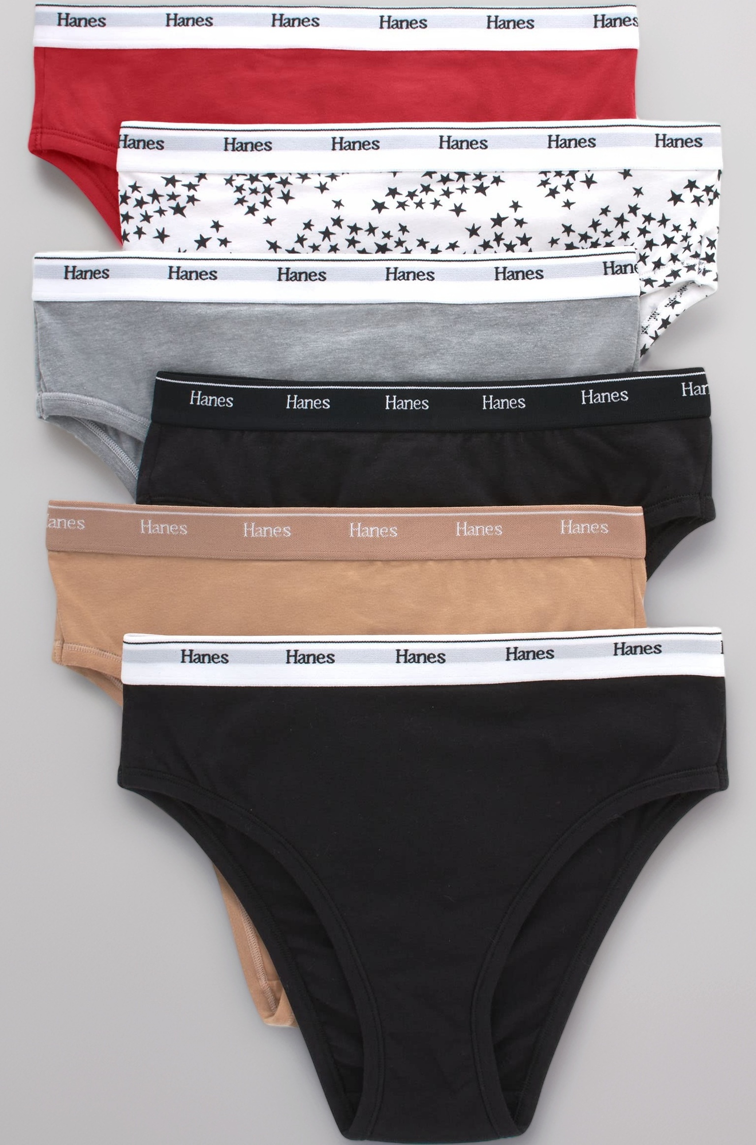 Hanes Women's Originals Panties Pack, Breathable Cotton Stretch Underwear, 6-Pack, Basic Color Mix, Small