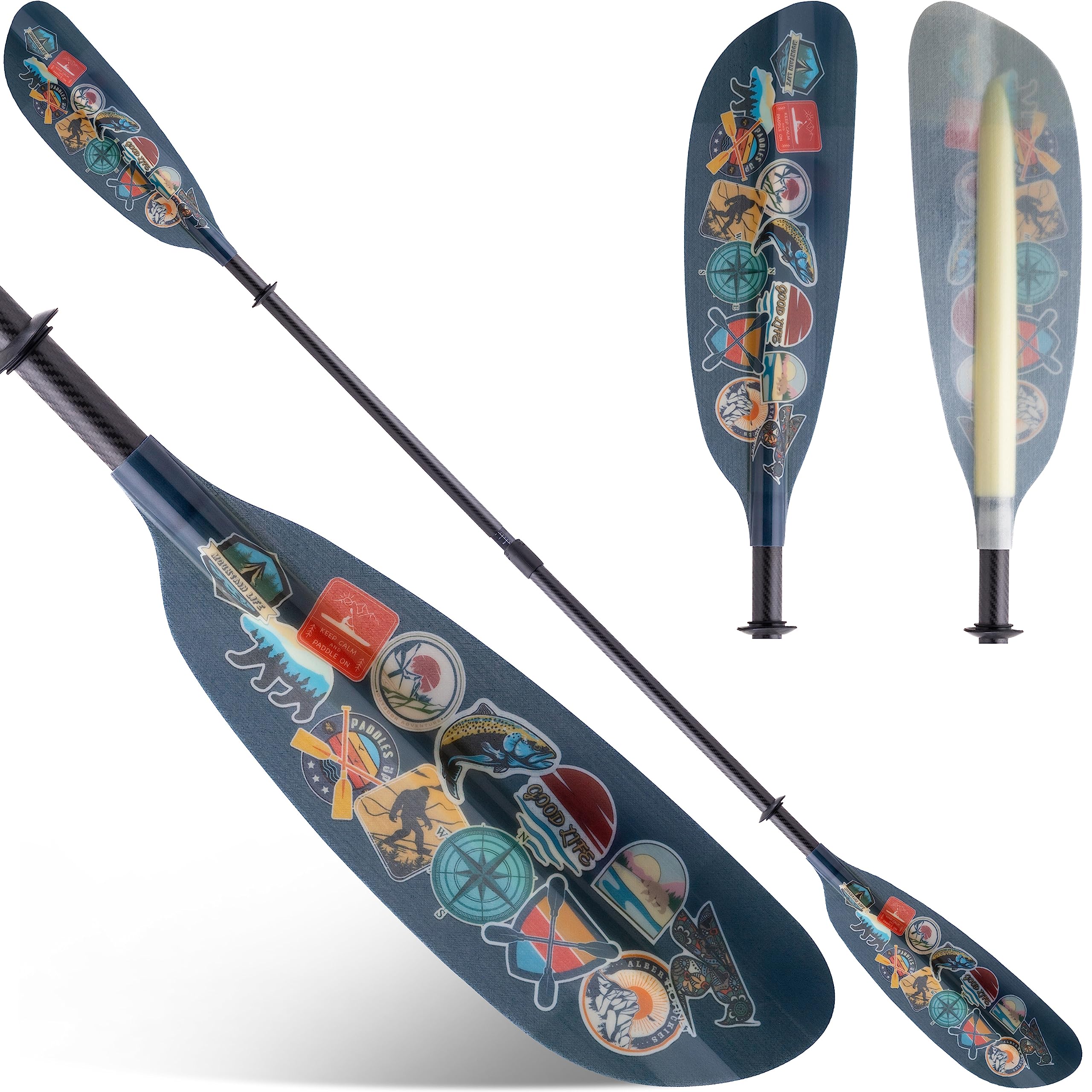 Hornet Watersports Fiberglass Kayak Paddle for Adults- Ideal for Touring, Fishing and Boating- 90.5 inches / 230CM Adjustable with Carbon Fiber Shaft- Kayak Oars Kayaking Equipment