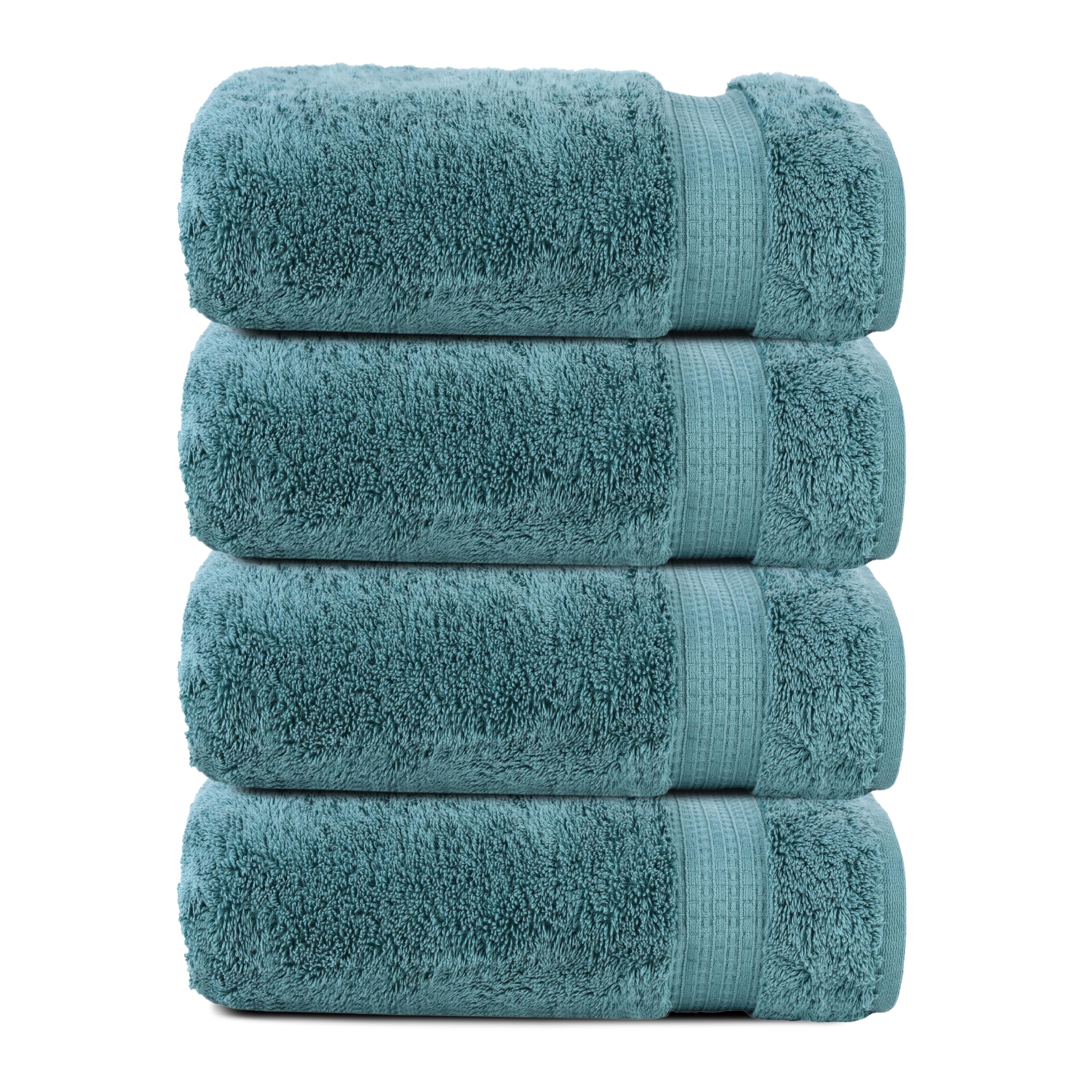Organix Luxury 4 Pack Premium Bath Towels, (30x60 Inches) 100% Cotton, Lightweight and Highly Absorbent Quick Drying Towels, Perfect for Daily Use, Long Durability, Ocean FloorGlobal Organic Textile StandardGlobal Organic Textile StandardGlobal Organic Textile StandardGlobal Organic Textile Standard
