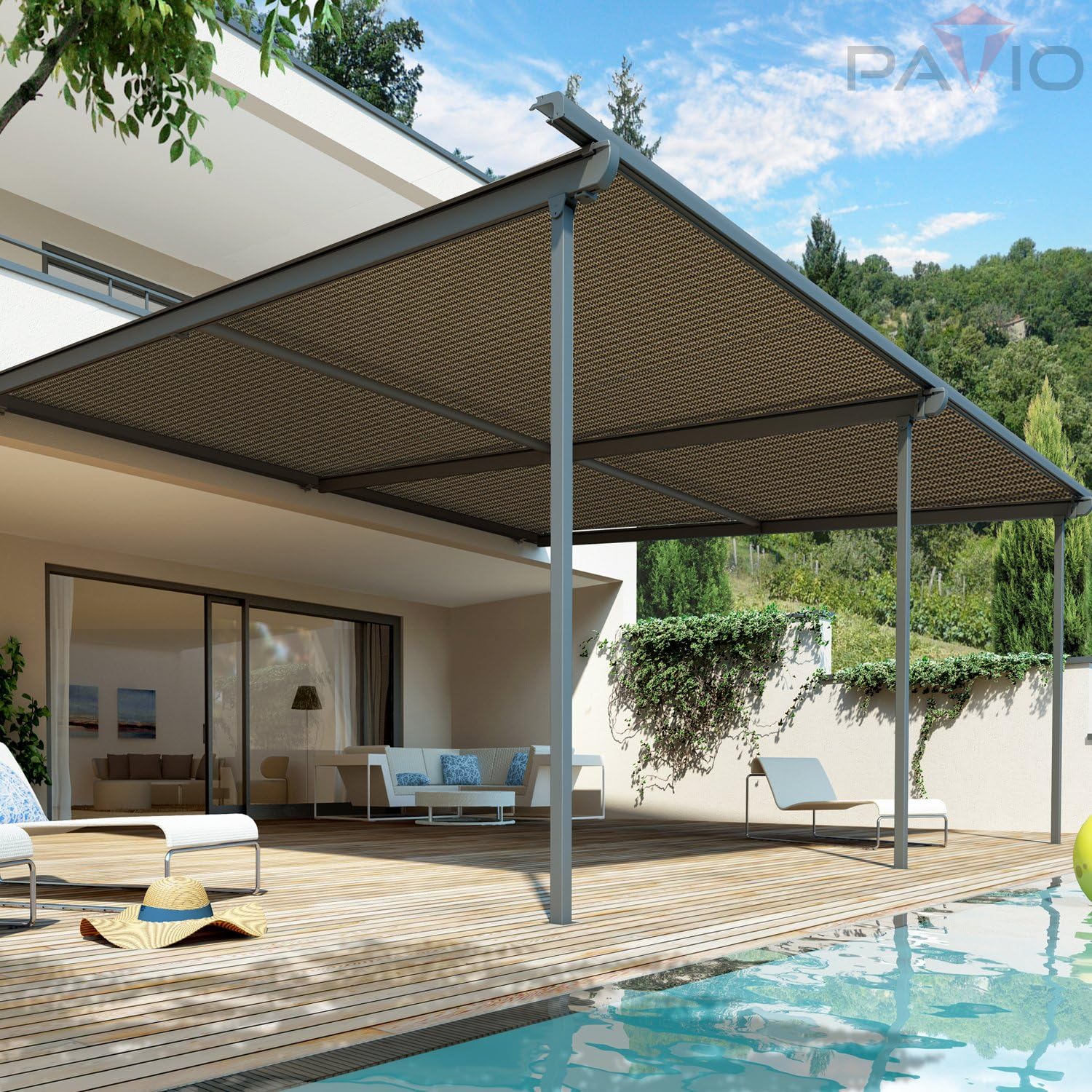 Patio 6' x 50' Sun Shade Fabric Roll 6/8/12 FT Shade Cloth for Patio, Outdoor Mesh Sail Sun Shades Canopy Replacement Pergola Cover for Backyard Deck Porch, Brown