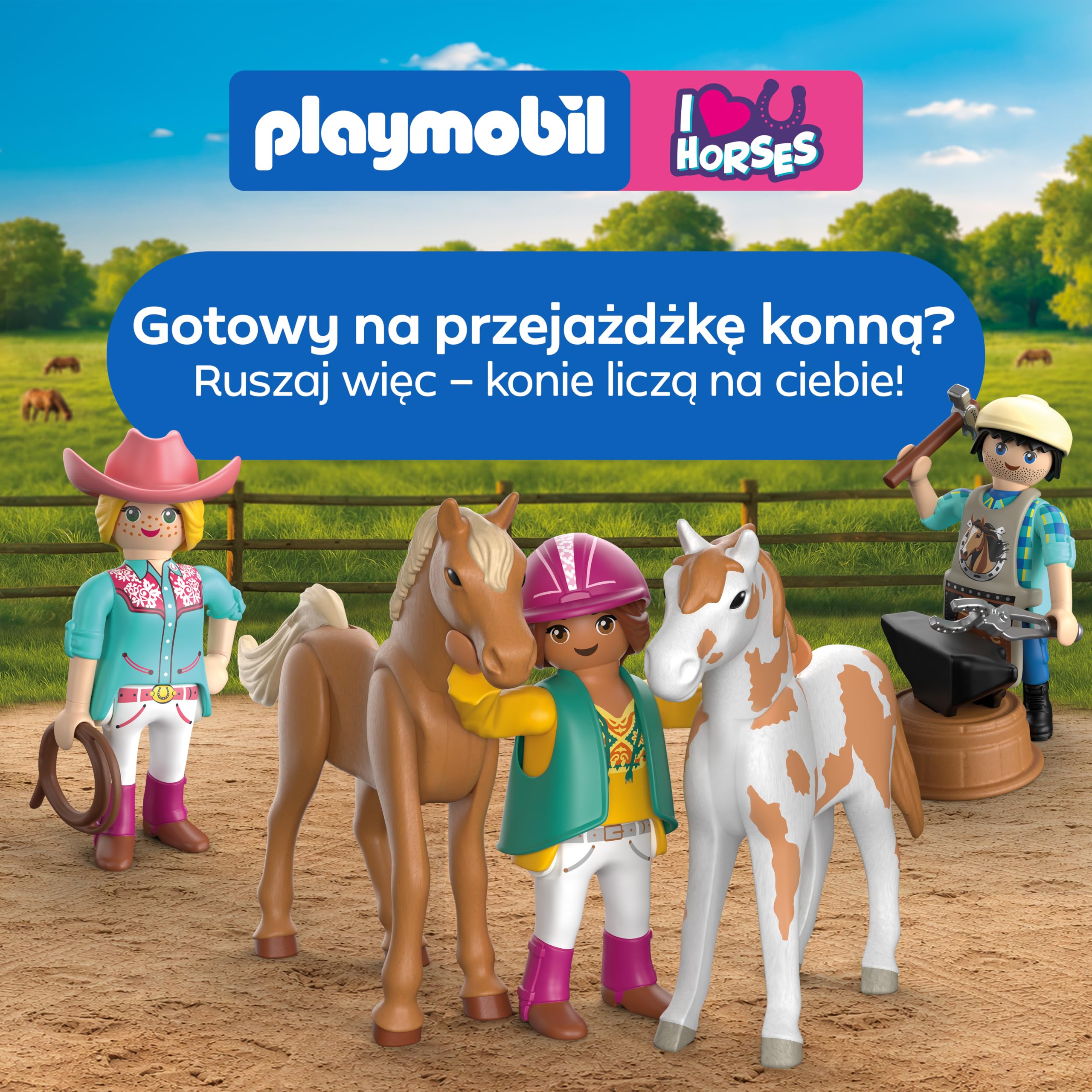 PLAYMOBIL | I Love Horses | Duże Centrum Jeździeckie | Ranczo Western z zadaszonym torem, pudełkami, strefą mycia, ogrodzenia i przestronnym wyposażeniem | dla dzieci od 4 lat | 72127