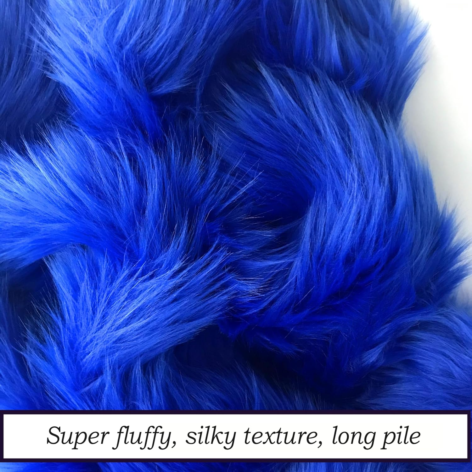 Bianna Royal Blue Luxury Faux Fur Fabric, 60 inches Wide Options, American Seller, Luxury Shag Shaggy Material for Crafting, Sewing, Costumes, Fursuits, Home Decor (10x60 inches)