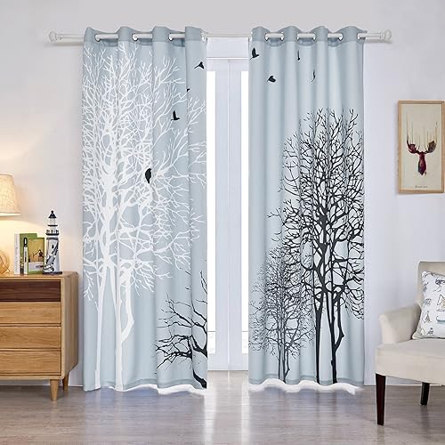Living Room Curtains With Decorative Trees Amazon Com