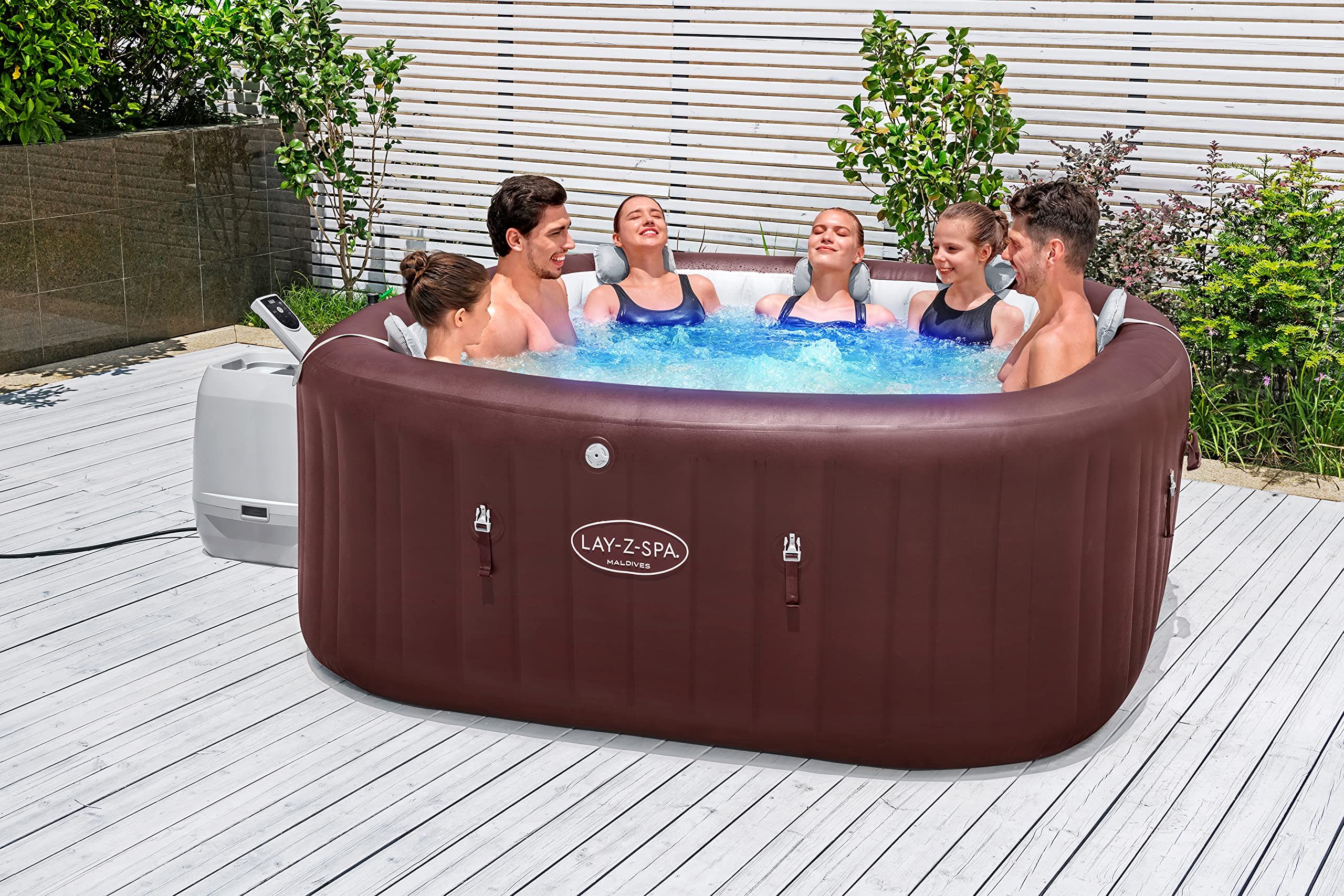 79" x 79" x 31.5"/2.01mx 2.01mx 80cm Maldives MaxHold EnergySense Smart Luxe HydroJet Pro 7 Bourgogne Carré
