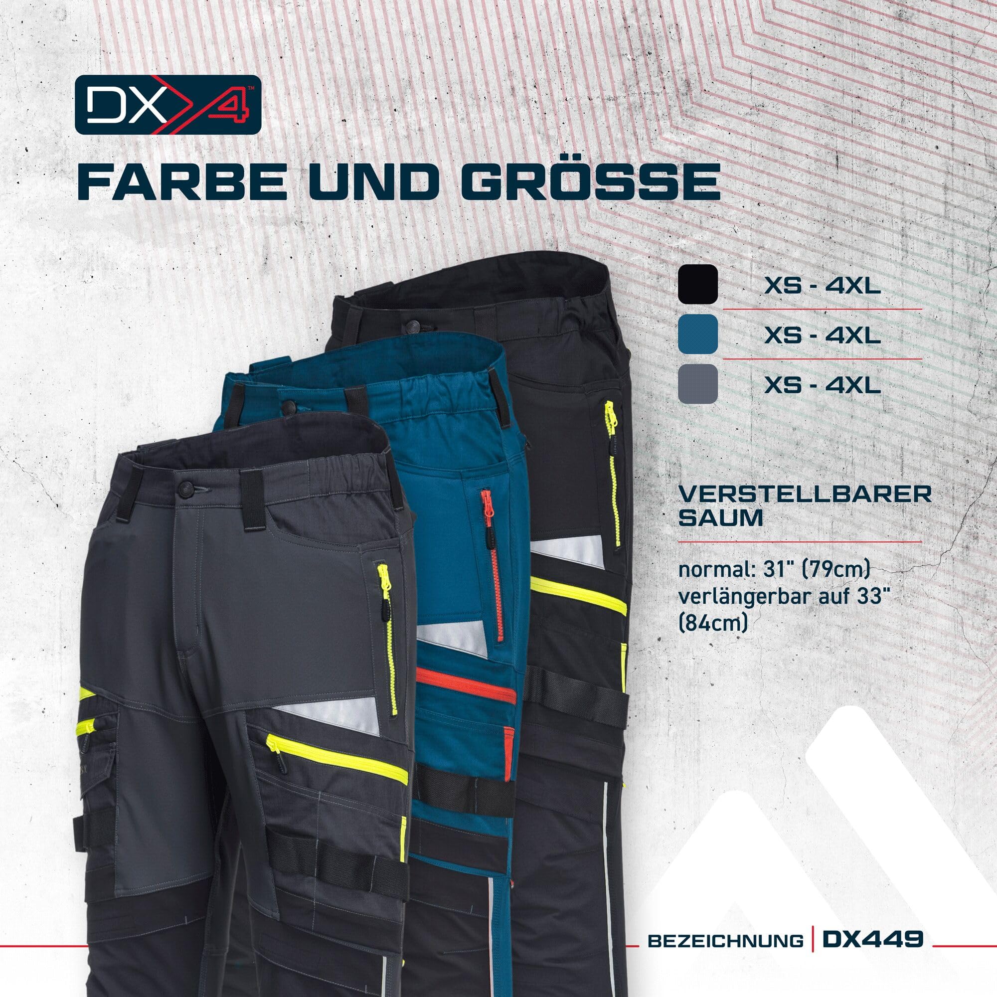Portwest DX4 Bundhose, Größe: 28, Farbe: Metal Grau, DX449MGR28