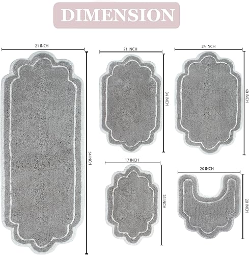 Miniatura 2 de Home Weavers - Tapete de baño 100% algodón copetudo, supersuave y absorbente, lavable a máquina y apto para secadora