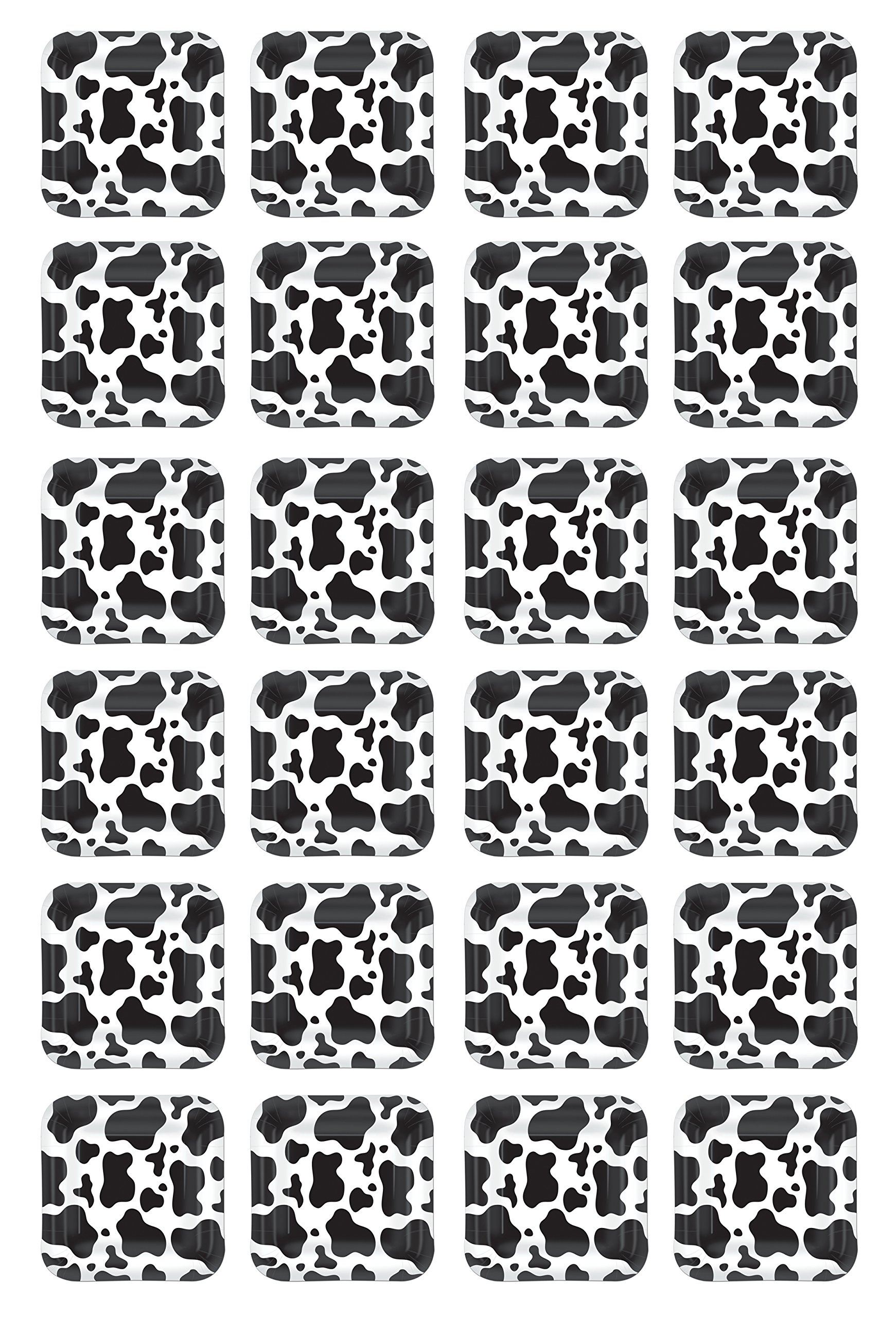 BeistleCow Print Plates (square-shaped), Black/White, 7", 24 piece