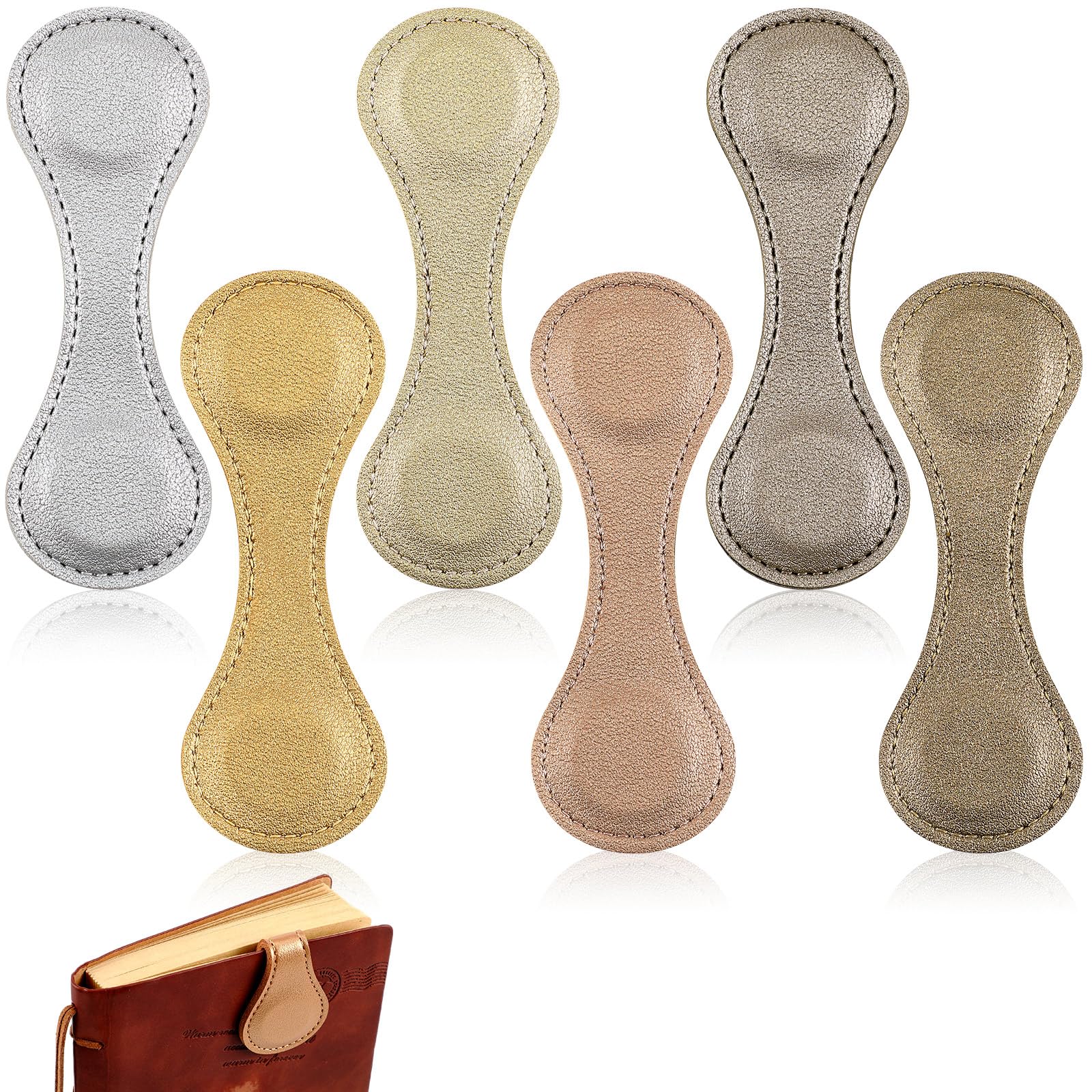 6 Pcs Leather Magnetic Bookmarks 4.5"x1.5"Graduation Bookmarks Teacher Appreciation Gifts Retro Magnetic Markers Book Reading Gift for Booklovers Readers Writers Poets(Elegant Color)