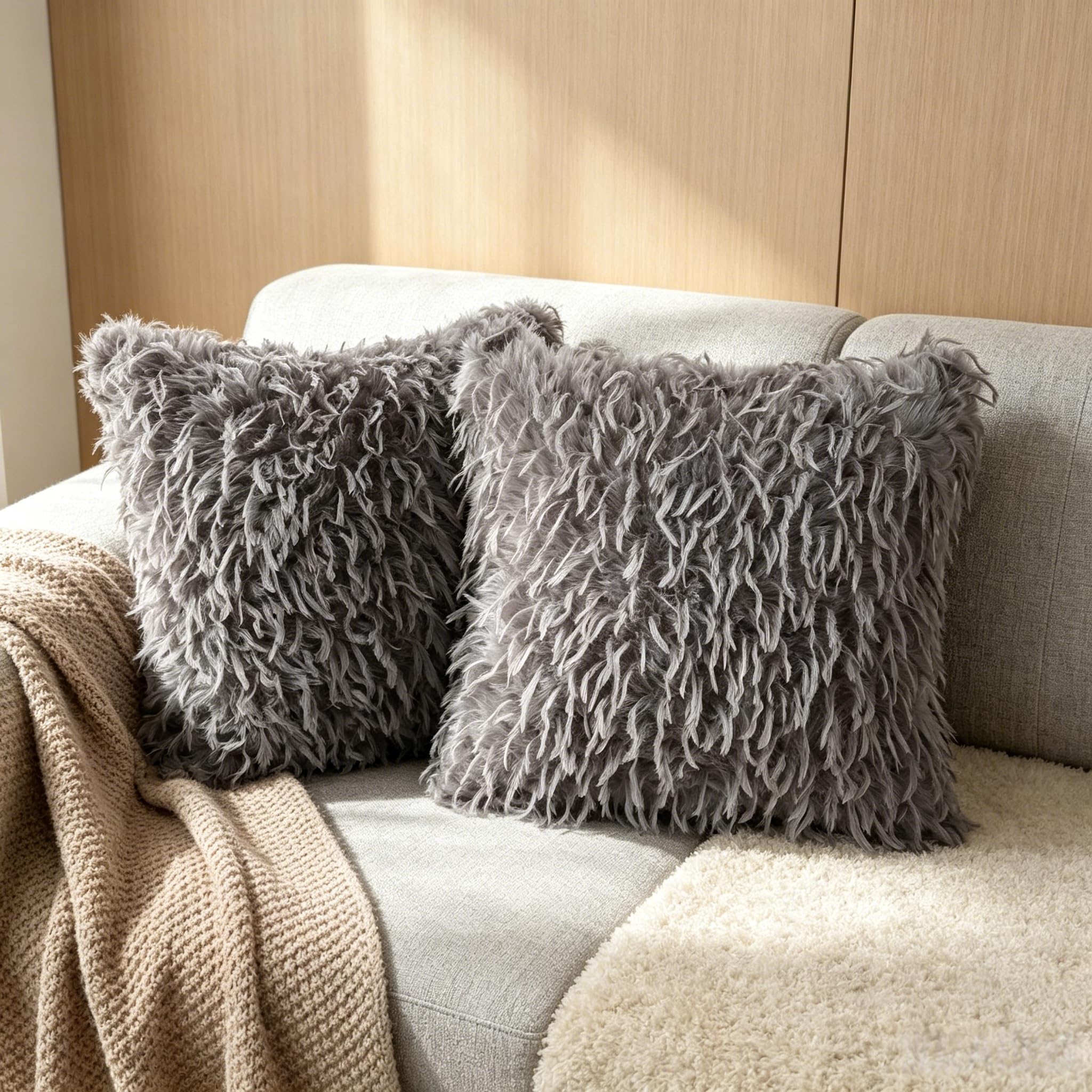 OYIMUA 2er Set Deko Kissenbezug 50x50 Flauschig Kissenbezüge