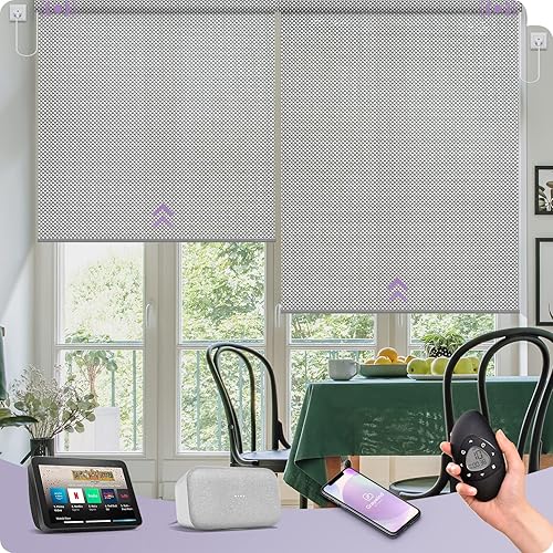 Miniatura 18 de Graywind - Cortinas solares motorizadas compatibles con Alexa, Google, WiFi, casa inteligente, control remoto, persianas eléctricas con filtro