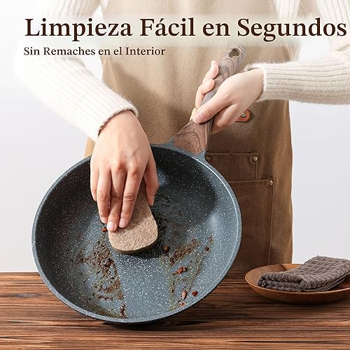 Miniatura 6 de SENSARTE Sartén antiadherente con tapa, sartén para tortillas con tapa, sartén para huevos saludables para chef, sartén de cocina, sin PFOA