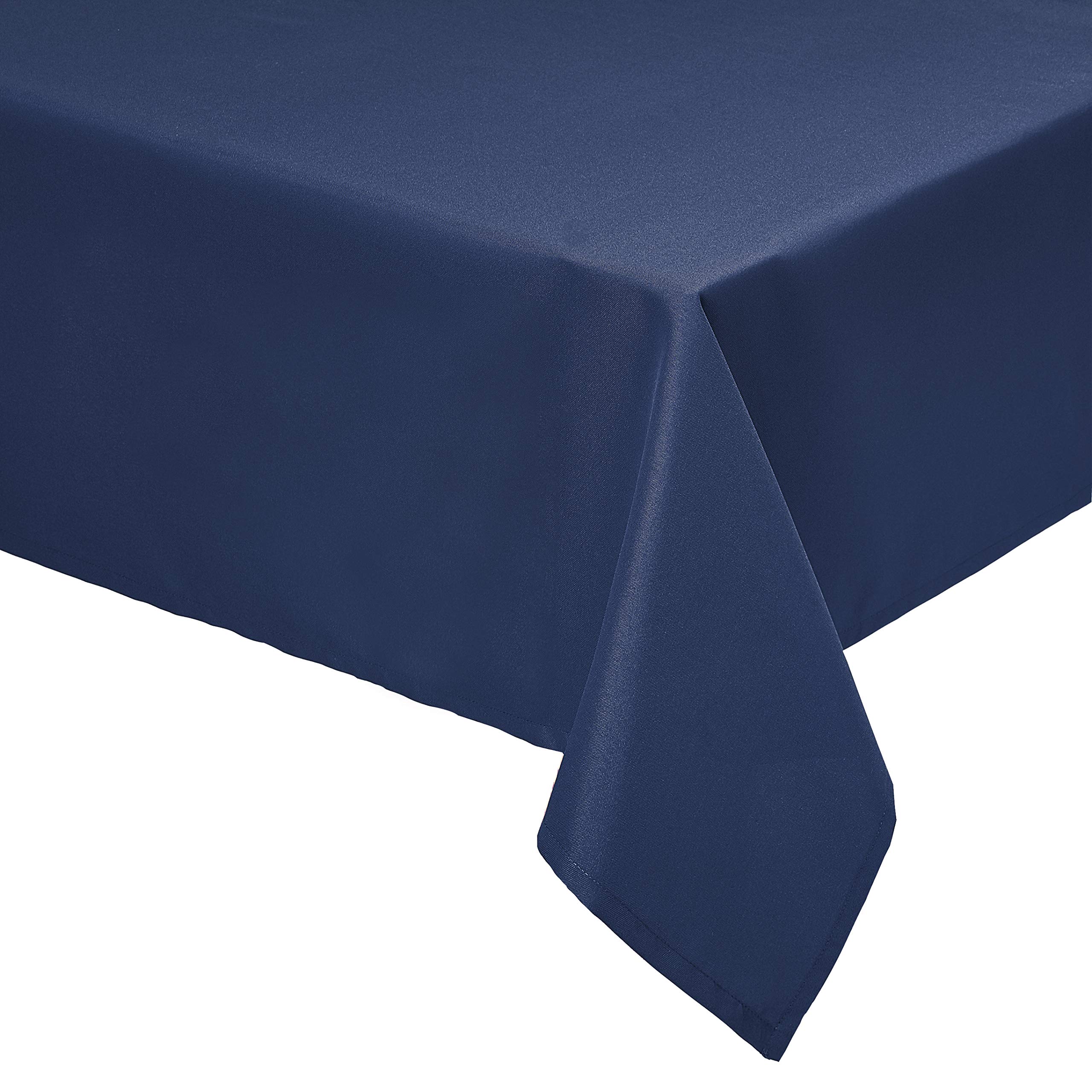 Amazon Basics Rectangular Washable Polyester Fabric Tablecloth, Pack of 2, Navy Blue, Solid, 90 in x 132 in