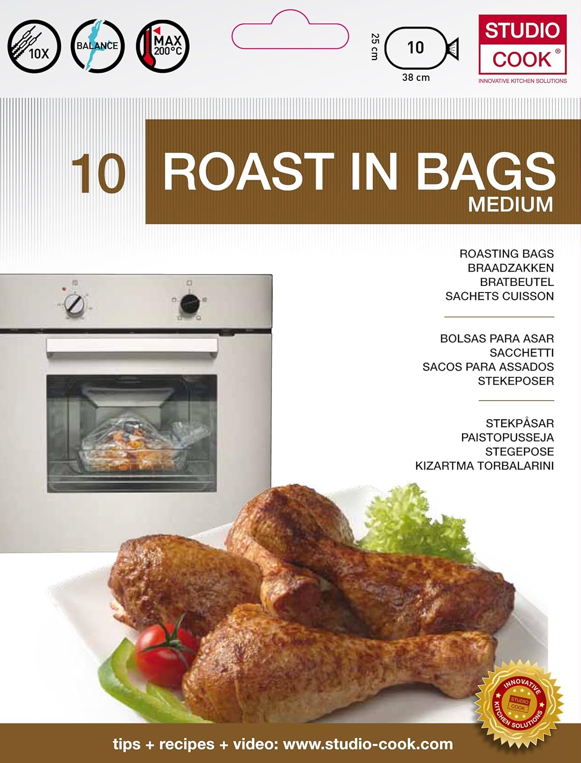 Studio Cook Roast in Bags Medium 10 Pieces of 25 X 38 Cm