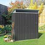 Vongrasig 5 x 3 x 6 FT Outdoor Storage Shed Clearance, Metal Garden Shed with Large Window and Lockable Door, Anti-Corrosion Waterproof Tool Shed for Backyard Patio, Lawn (Dark Gray)