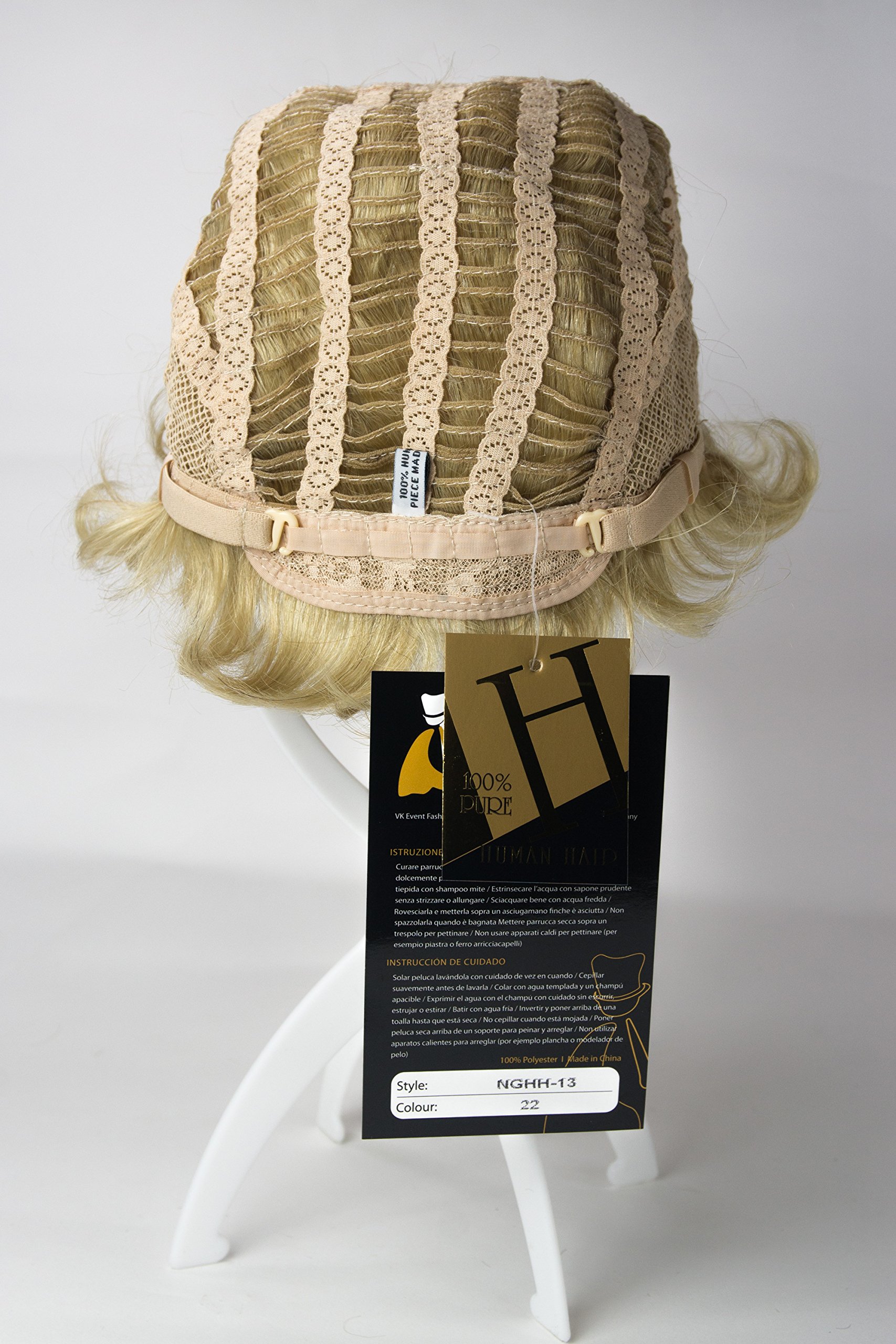WIG ME UP - NG-HH-13-22 Parrucca Donna Uomo Capelli veri Corta Ondulata Alla moda Biondo