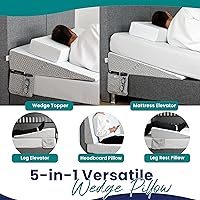 Vista 5 de Cuña para debajo del colchón para reflujo ácido, cuña de cama tamaño Queen, soporte inferior y elevador de colchón, parte superior de espuma