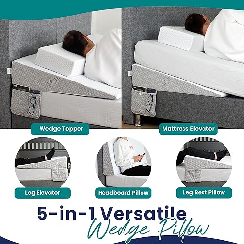 Miniatura 5 de Cuña para debajo del colchón para reflujo ácido, cuña de cama tamaño Queen, soporte inferior y elevador de colchón, parte superior de espuma