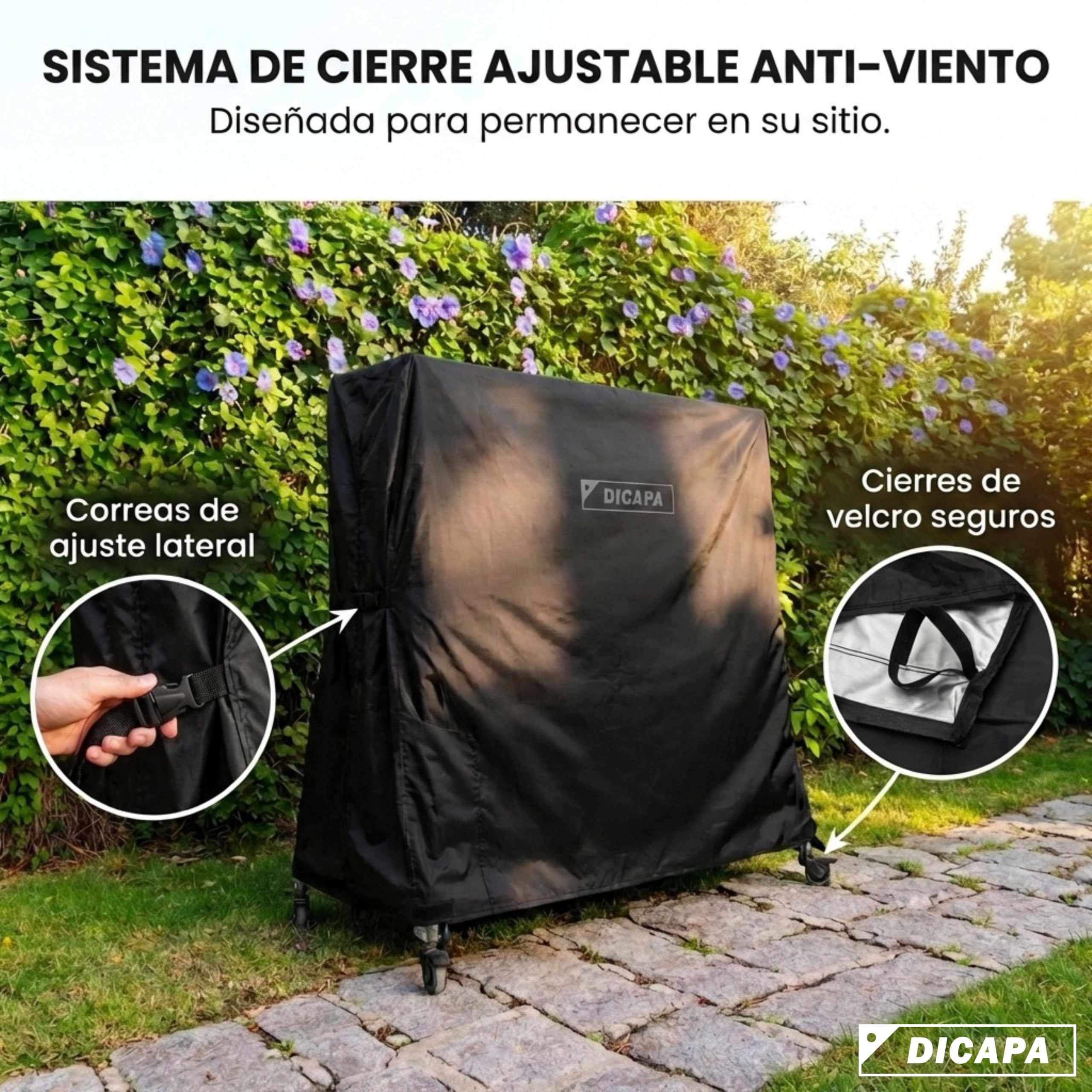 DICAPA Funda Mesa Ping Pong Exterior 165x70x165 cm Impermeable Resistente (Negro)