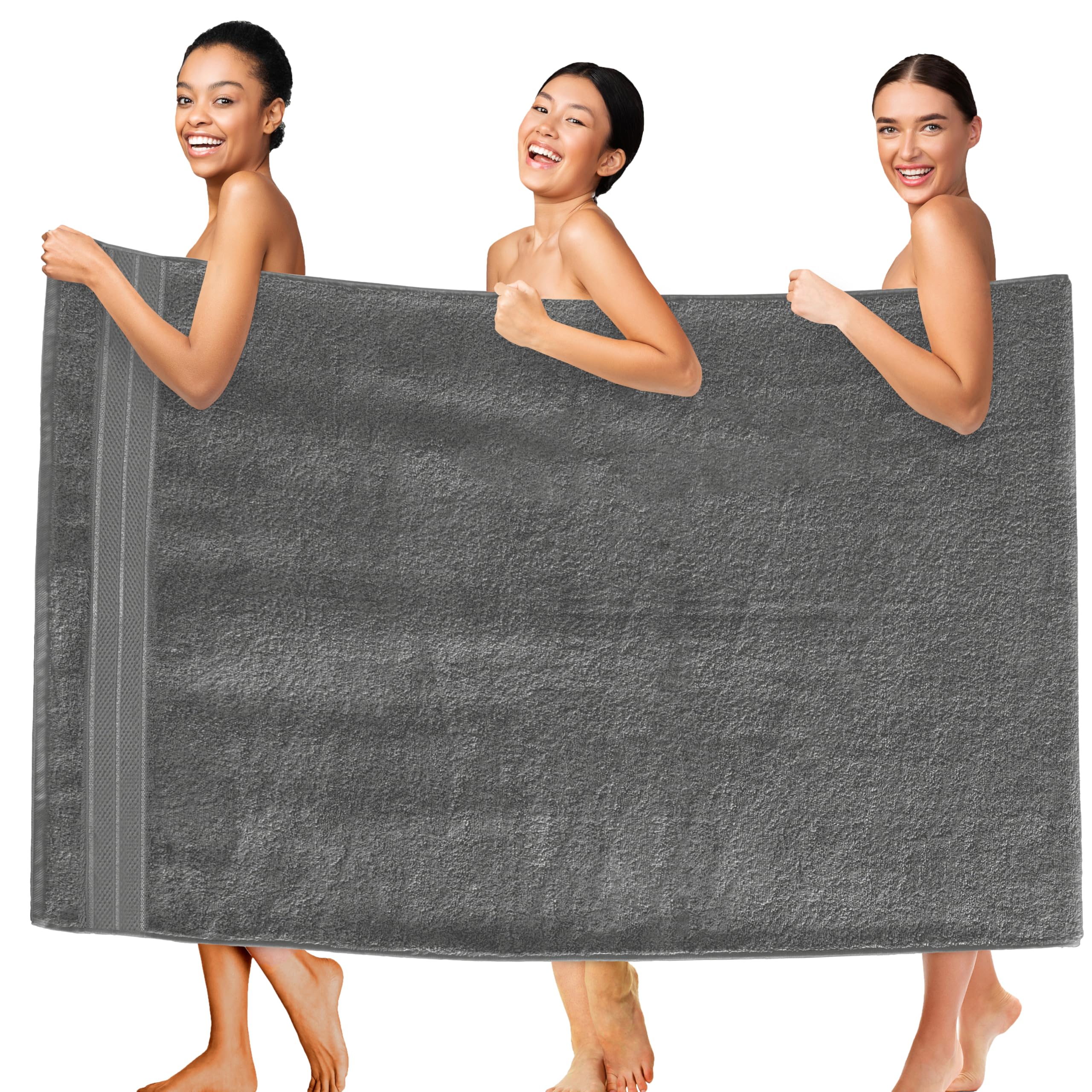 Elegant Comfort Three Line Popcorn Extra Large Luxury Bath Towel - 40" x 80" inch, Premium Hotel Spa Quality 1 Piece Oversized Bath Sheet 100% Turkish Cotton Super Soft Highly Absorbent, Charcoal Gray