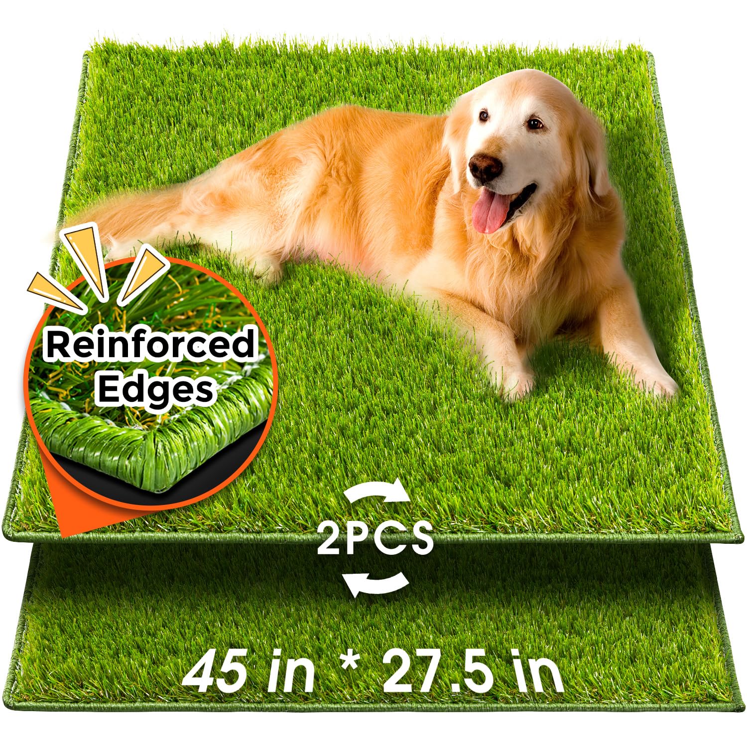 Hompet Artificial Grass for Dogs, 45"x27.5", Professional Dog Grass Mat, Easy to Clean with Drainage Holes, Potty Training Pad and Replacement Fake Grass Turf, Outdoor Rug Patio Lawn Decoration