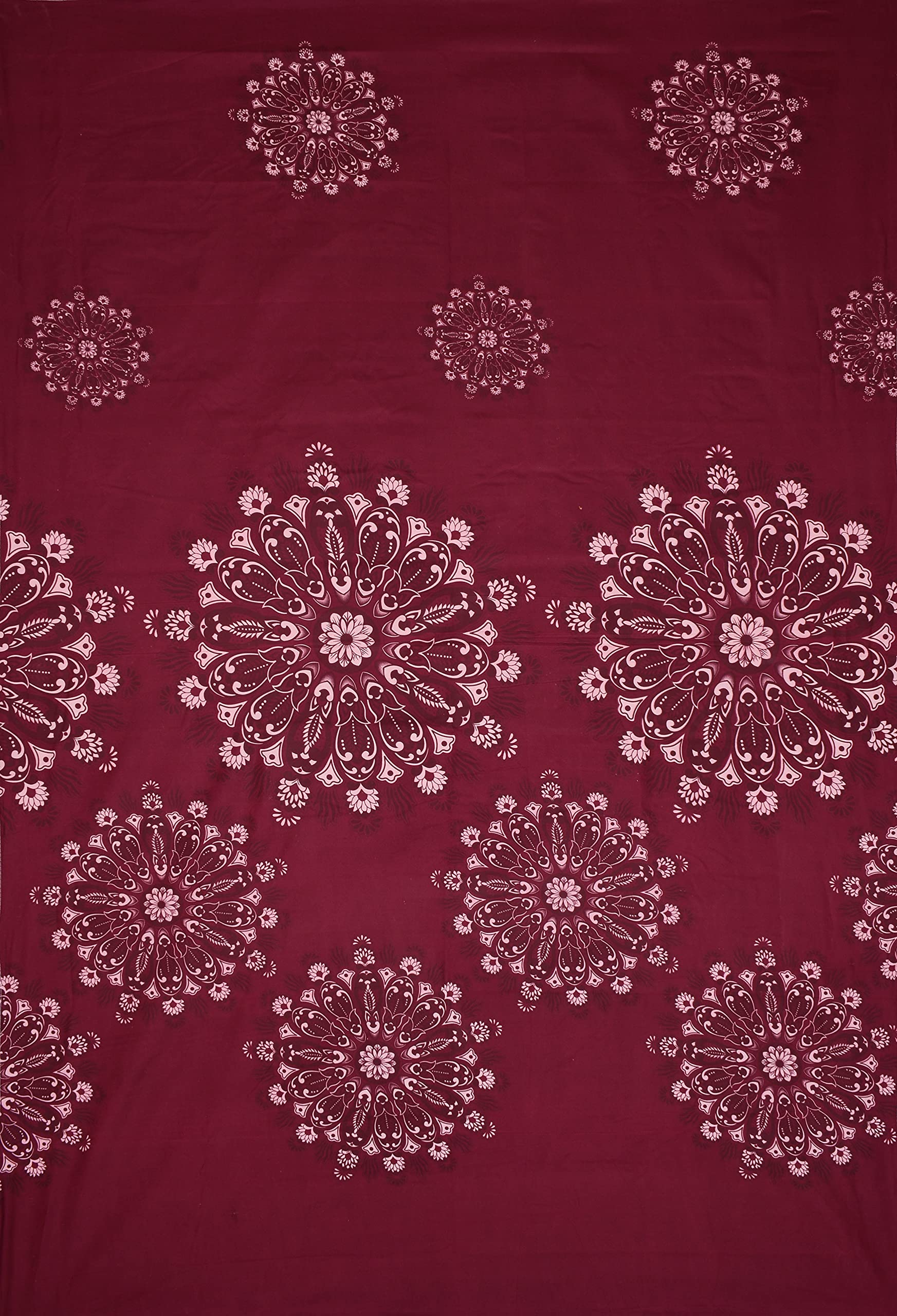 Castiqa Microfibre Unique Patterns Diwan Set Covers 8 Pieces Set of 1 Bedsheet 2 Bolsters and 5 Cushion Covers (Wine)