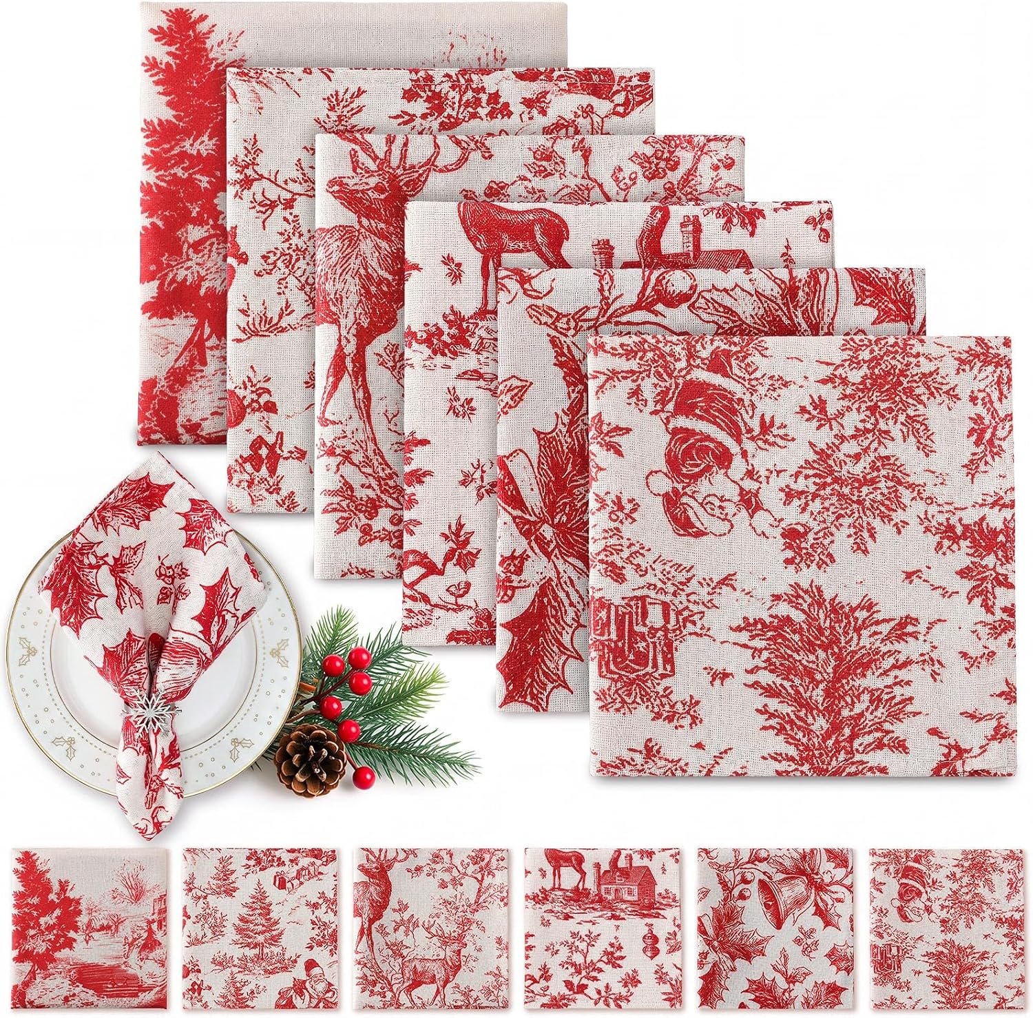 SmoothNovelty 6 Pcs 18x18 inch Fall Cloth Napkin Thanksgiving Linen Napkin